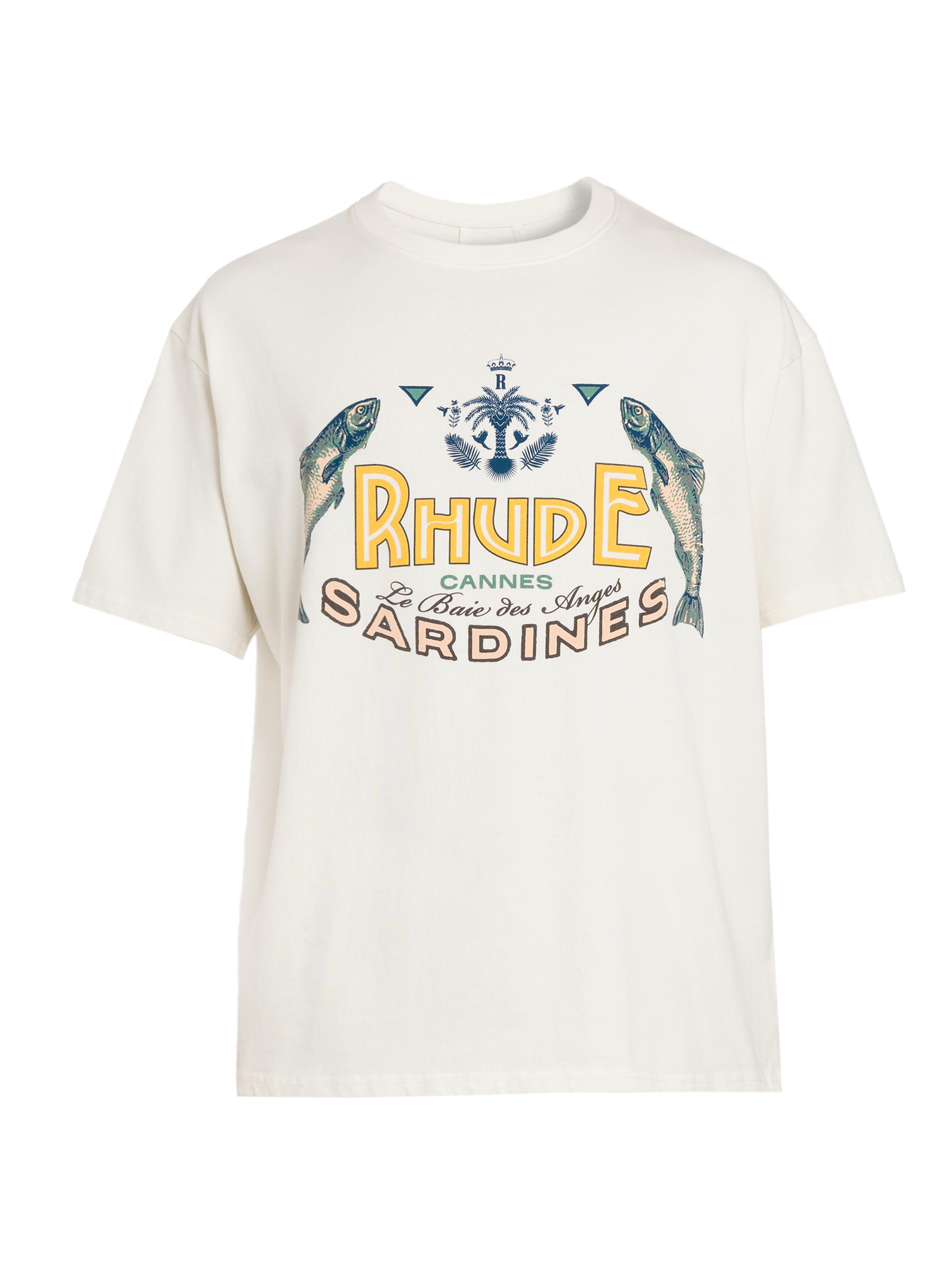 Rhude Men's Sardines Crewneck T-Shirt - Vintage White