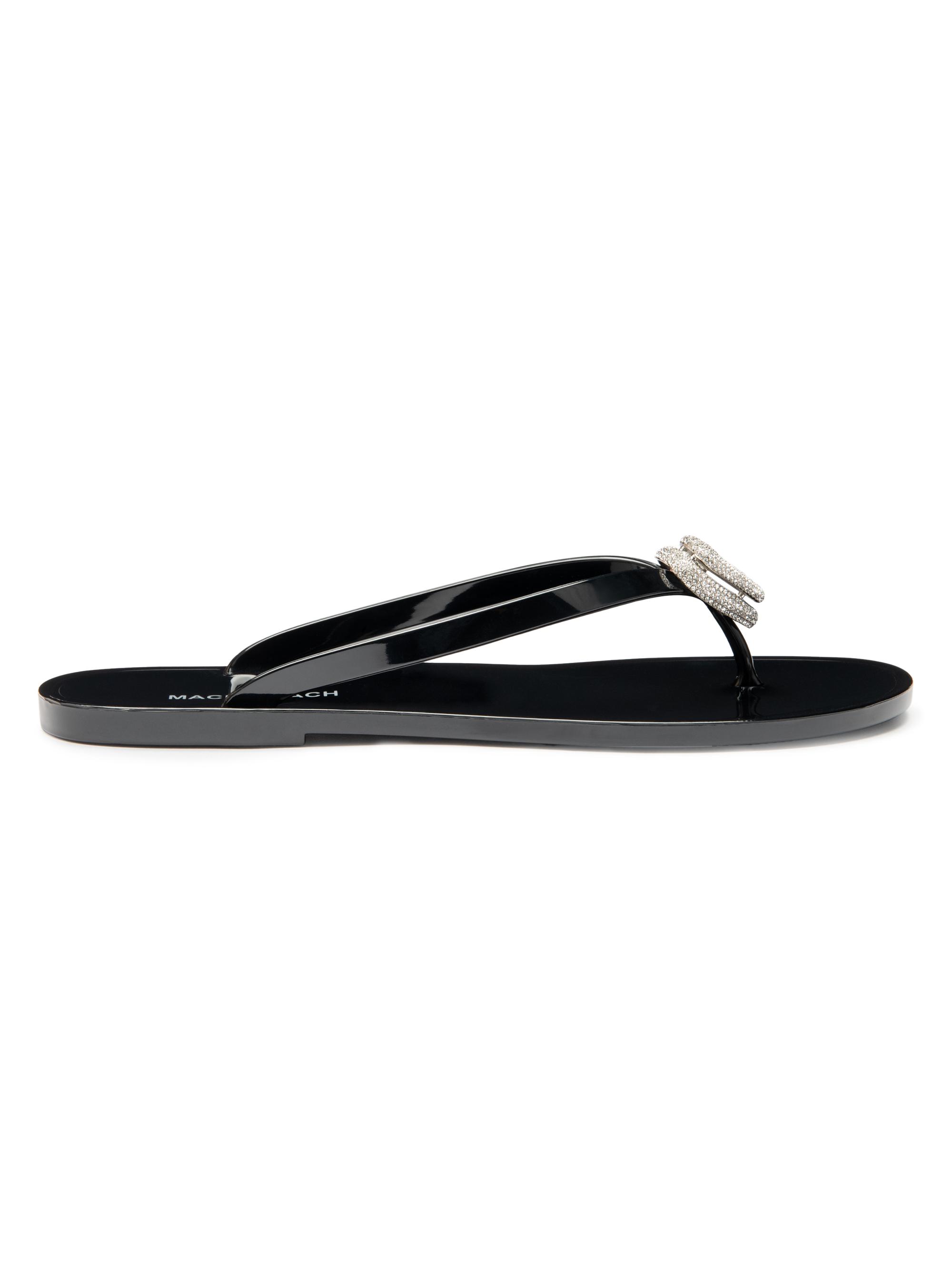 Mach & Mach Women's Double Heart Flip-Flops - Black