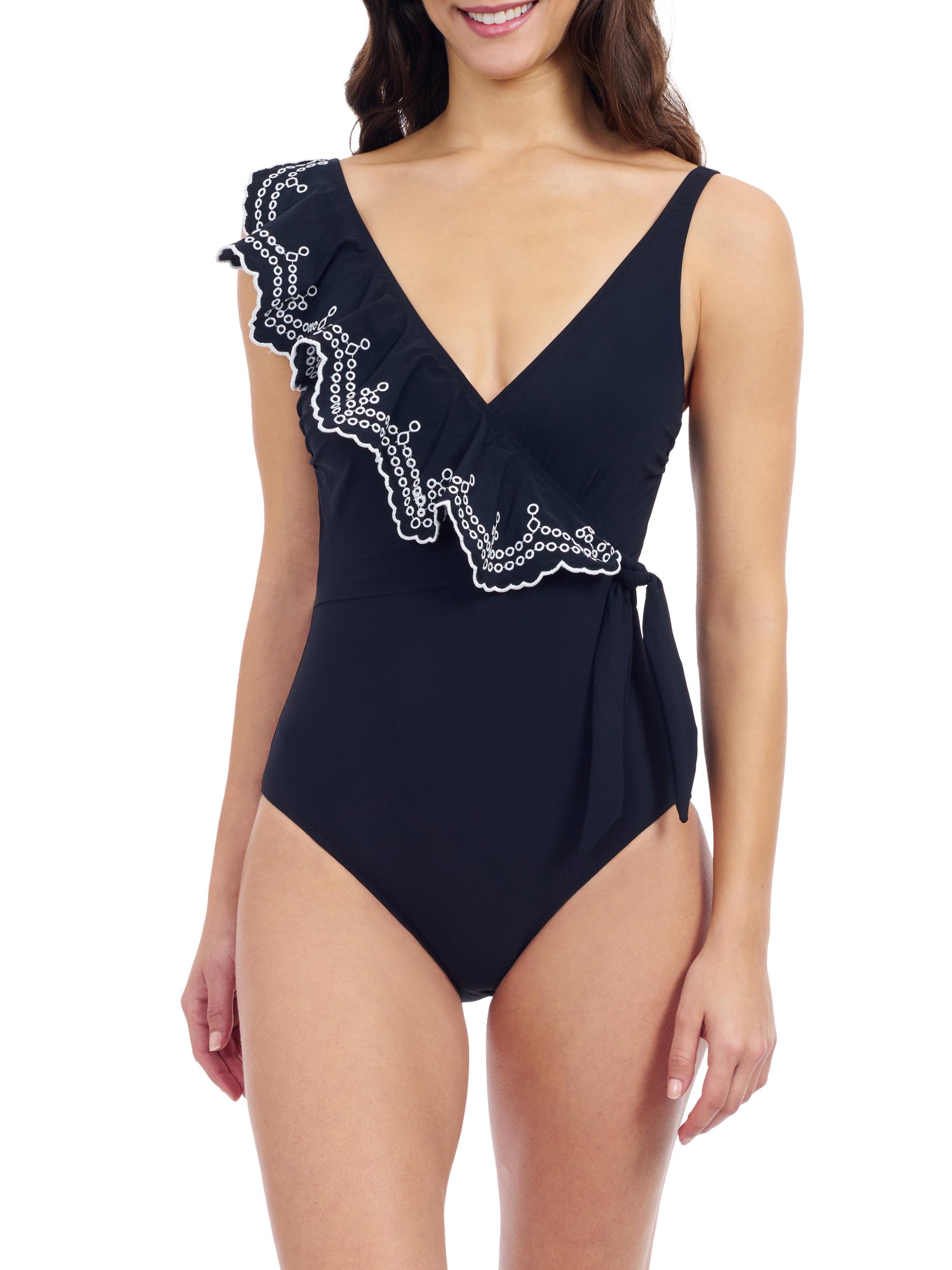 Gottex Swimwear Women's Lola Ruffled Tie-Waist Swimsuit - Black | Thumbnail 4