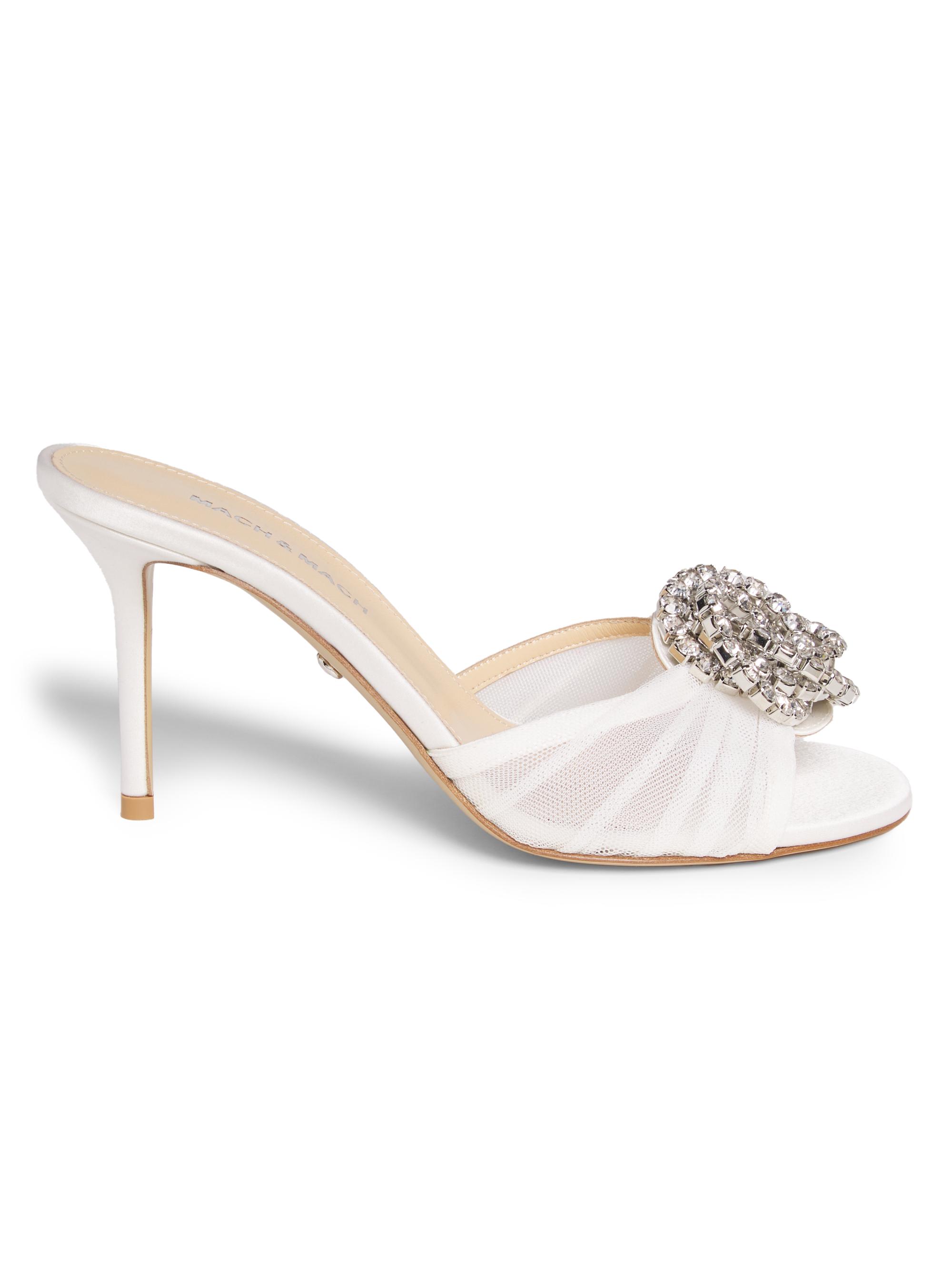 Mach & Mach Women's Le Cadeau Mesh Hotfix 85MM Pumps - White