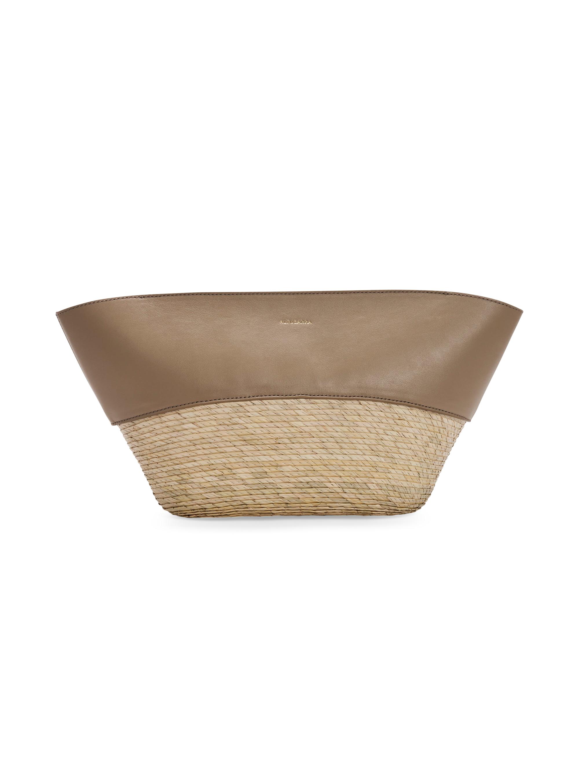 Altuzarra Women's Straw & Leather Basket Clutch - Mouton