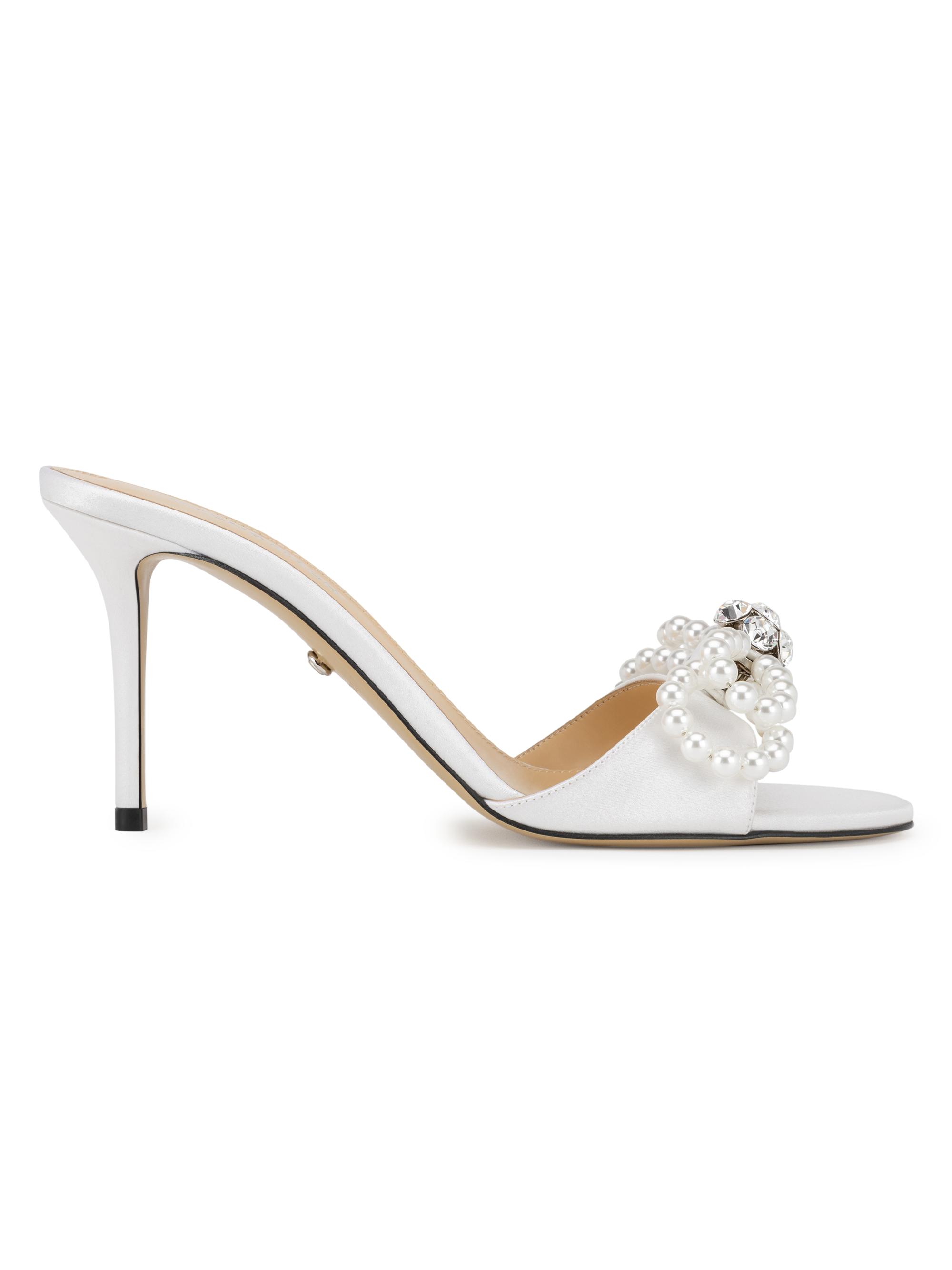 Mach & Mach Women's 85MM Embellished Double Bow Satin Sandals - White