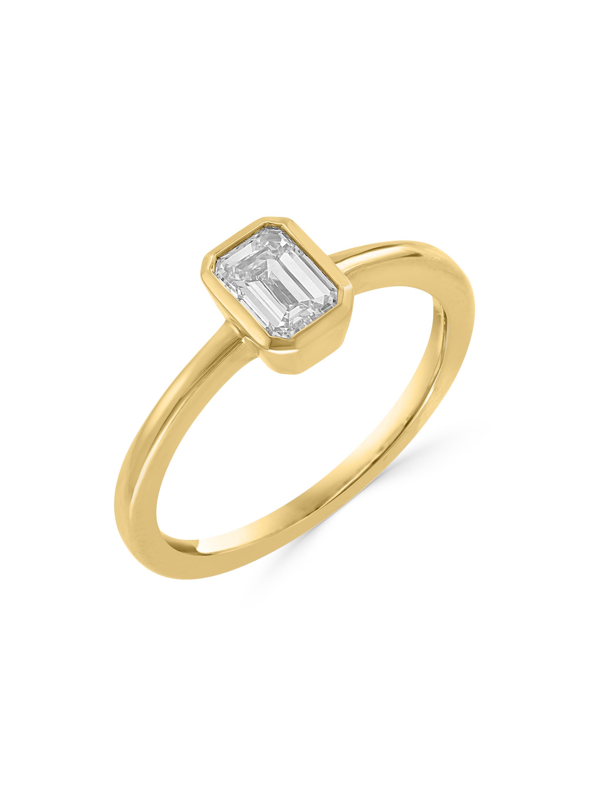 Saks Fifth Avenue Collection Women's 14K Yellow Gold & 0.0 TCW Emerald-Cut Lab-Grown Diamond Solitaire Ring - Yellow Gold