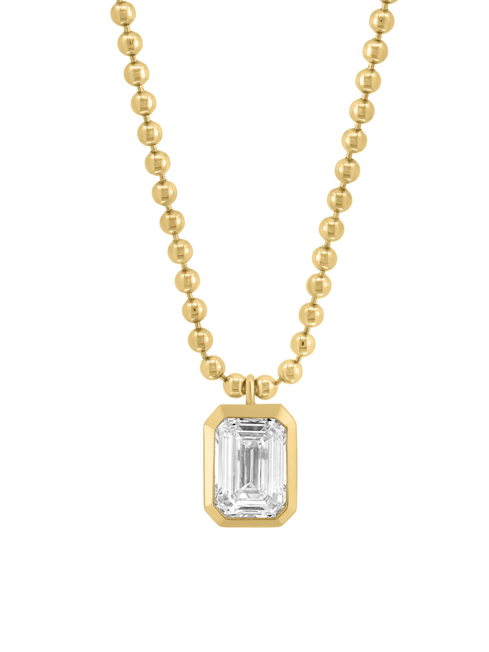 Saks Fifth Avenue Collection Women's 14K Yellow Gold & 2.00 TCW Emerald-Cut Lab-Grown Diamond Pendant Necklace - Yellow Gold