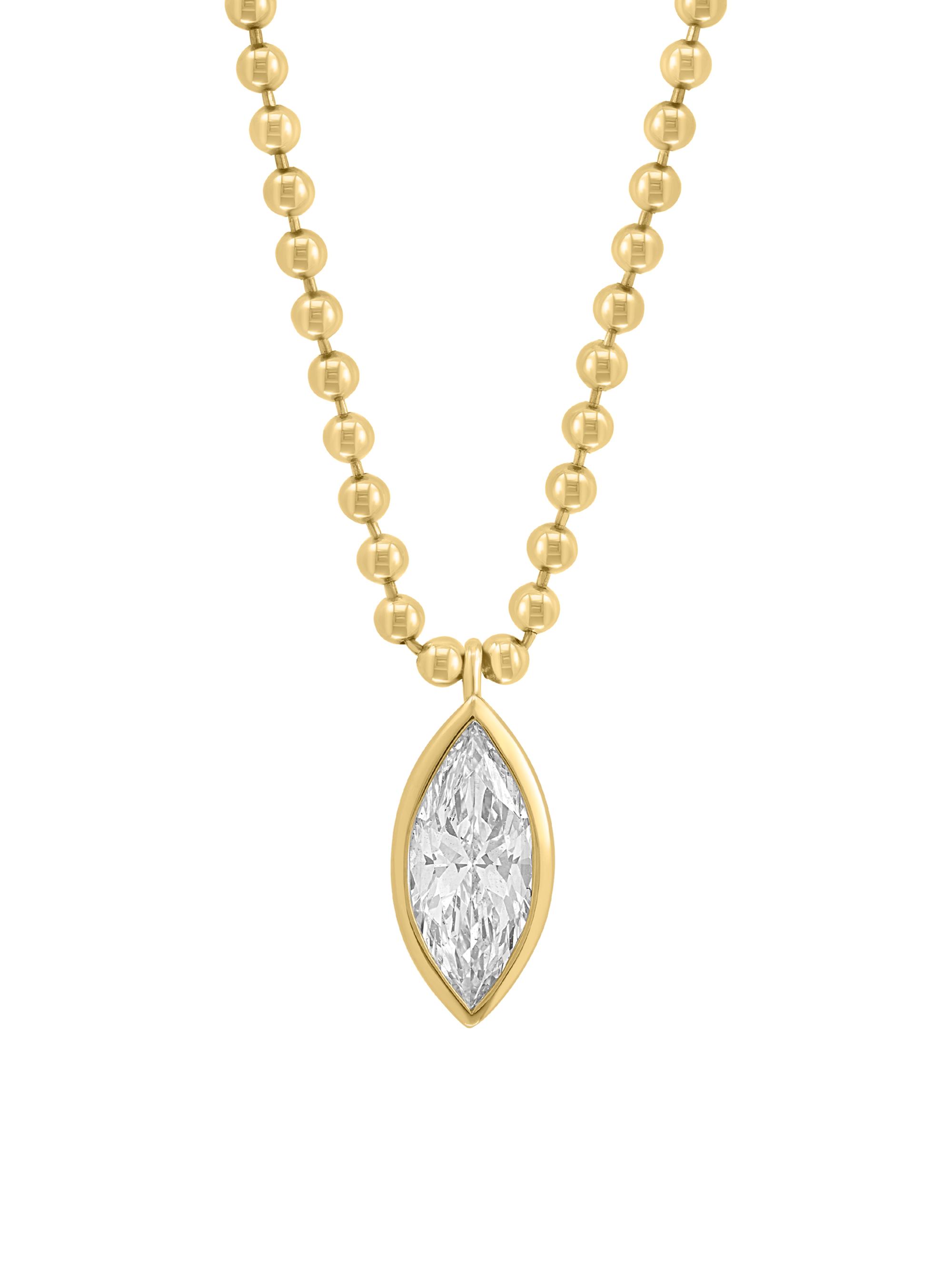 Saks Fifth Avenue Collection Women's 14K Yellow Gold & 1.00 TCW Marquise-Cut Lab-Grown Diamond Pendant Necklace - Yellow Gold