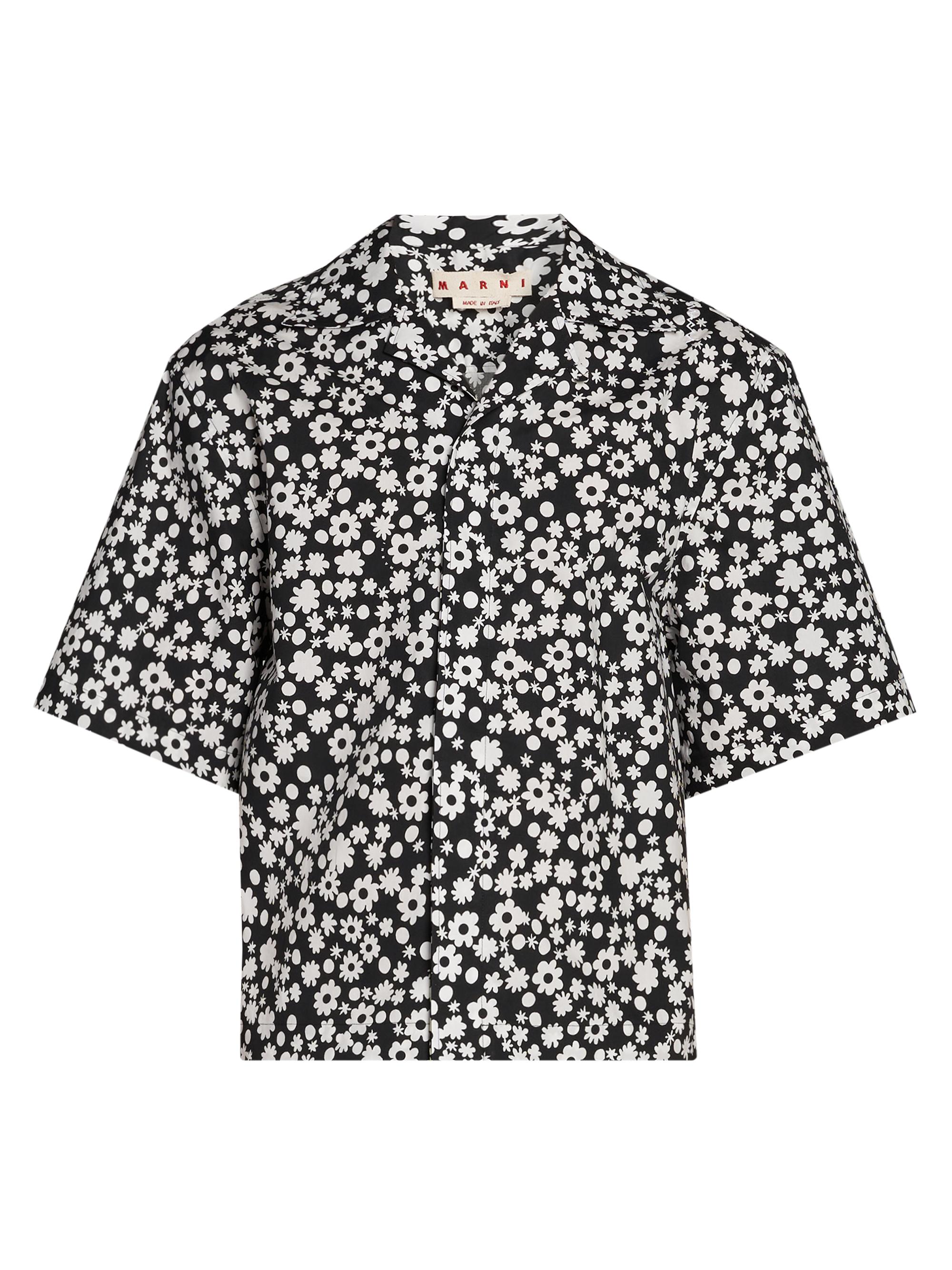 Marni Men's Poppy Fields Print Bowling Shirt - Black