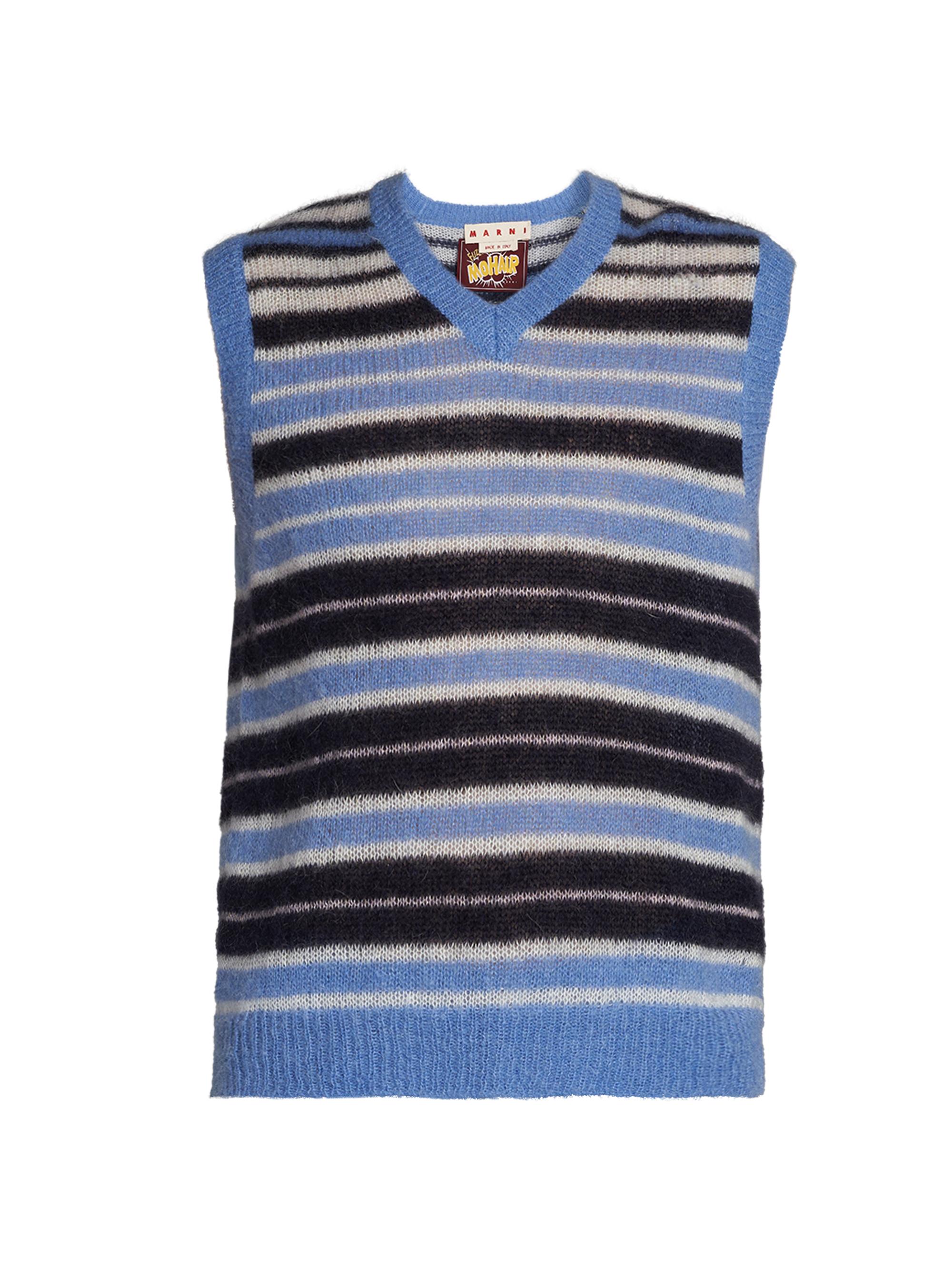 Marni Men's Lightweight Striped Mohair-Blend Vest - Blue Lilac