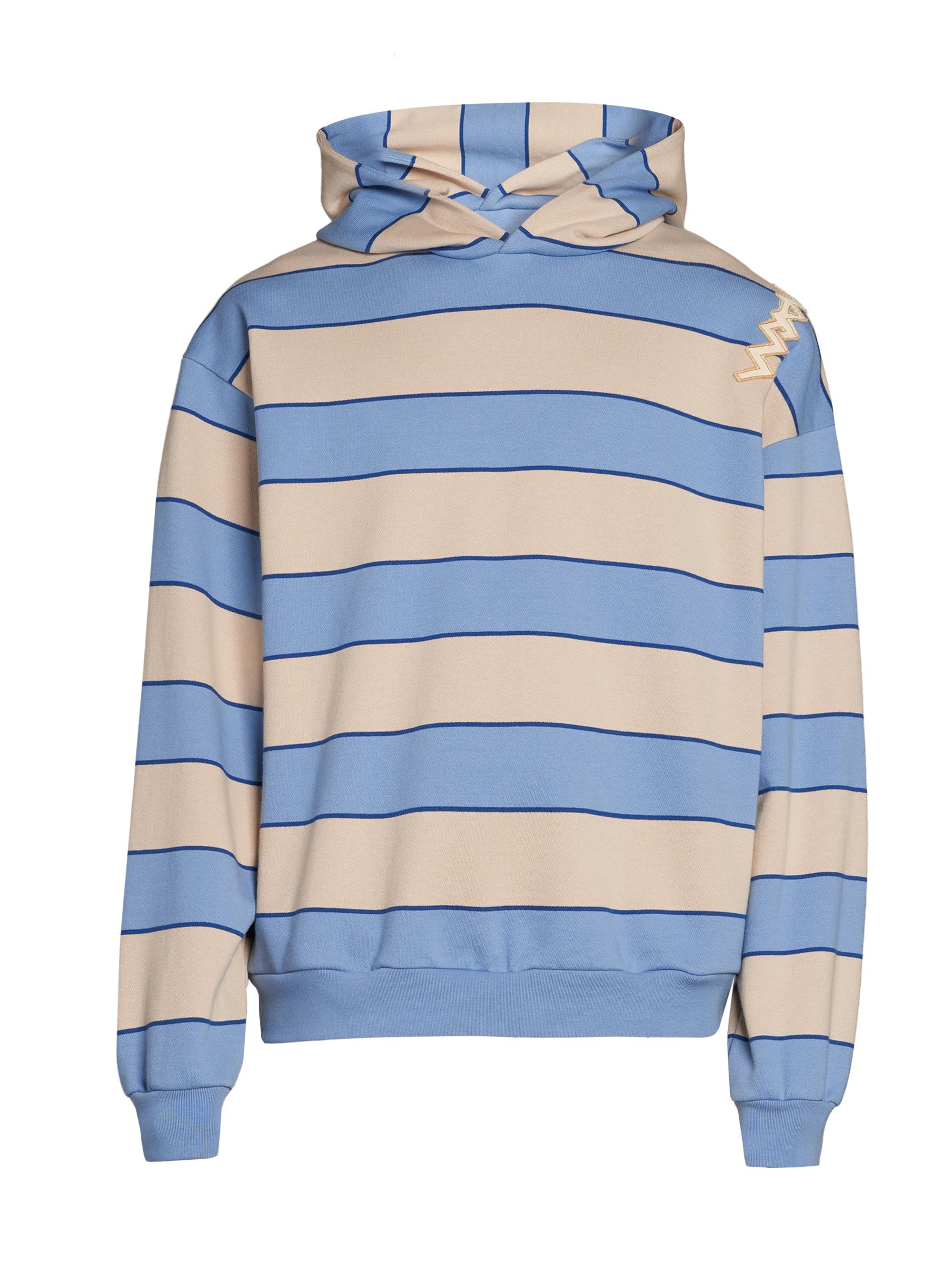 Marni Men's Striped Cotton Hoodie - Blue Lilac