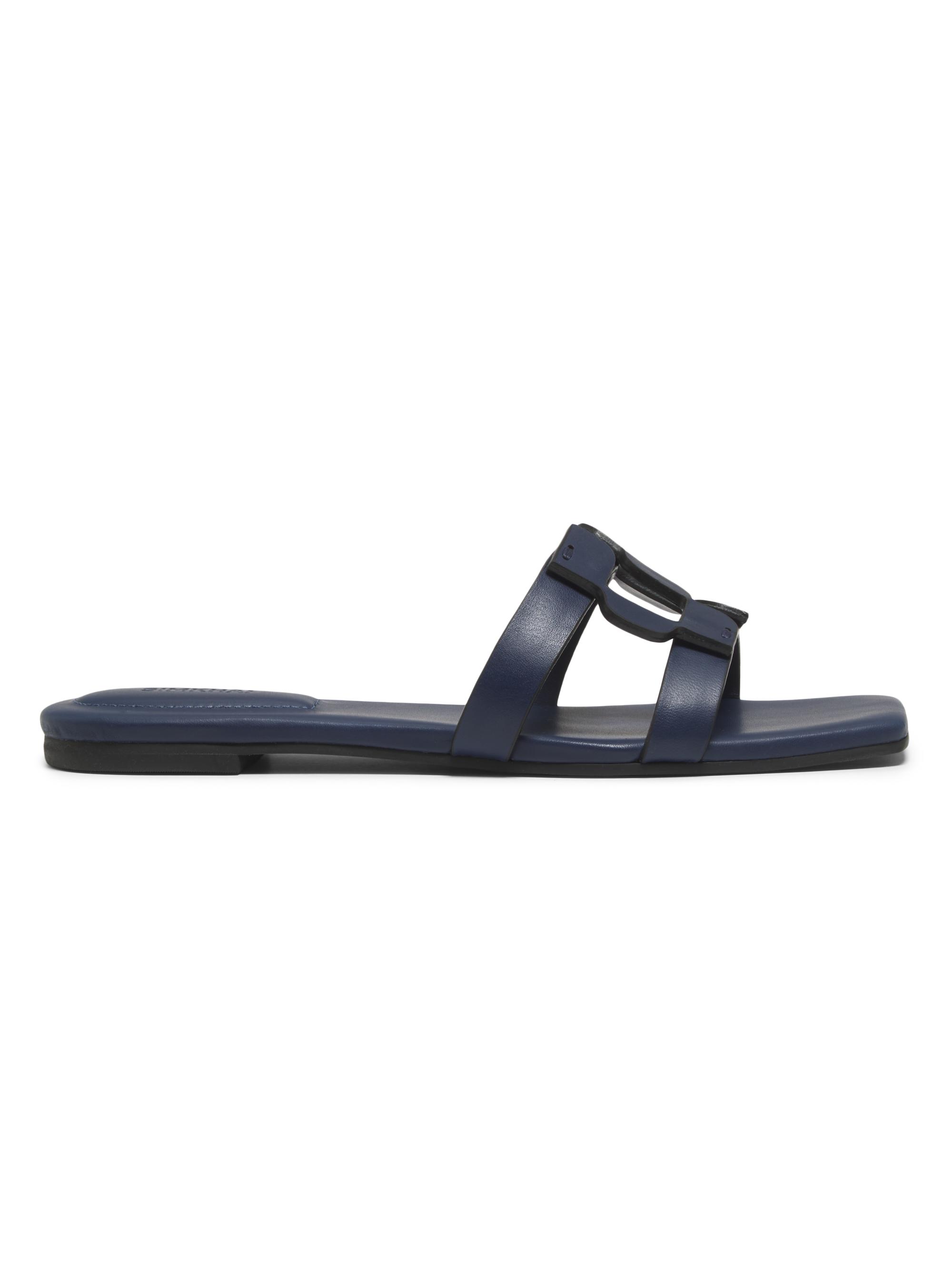 SIMKHAI Women's Monogram Leather Slide Sandals - Midnight