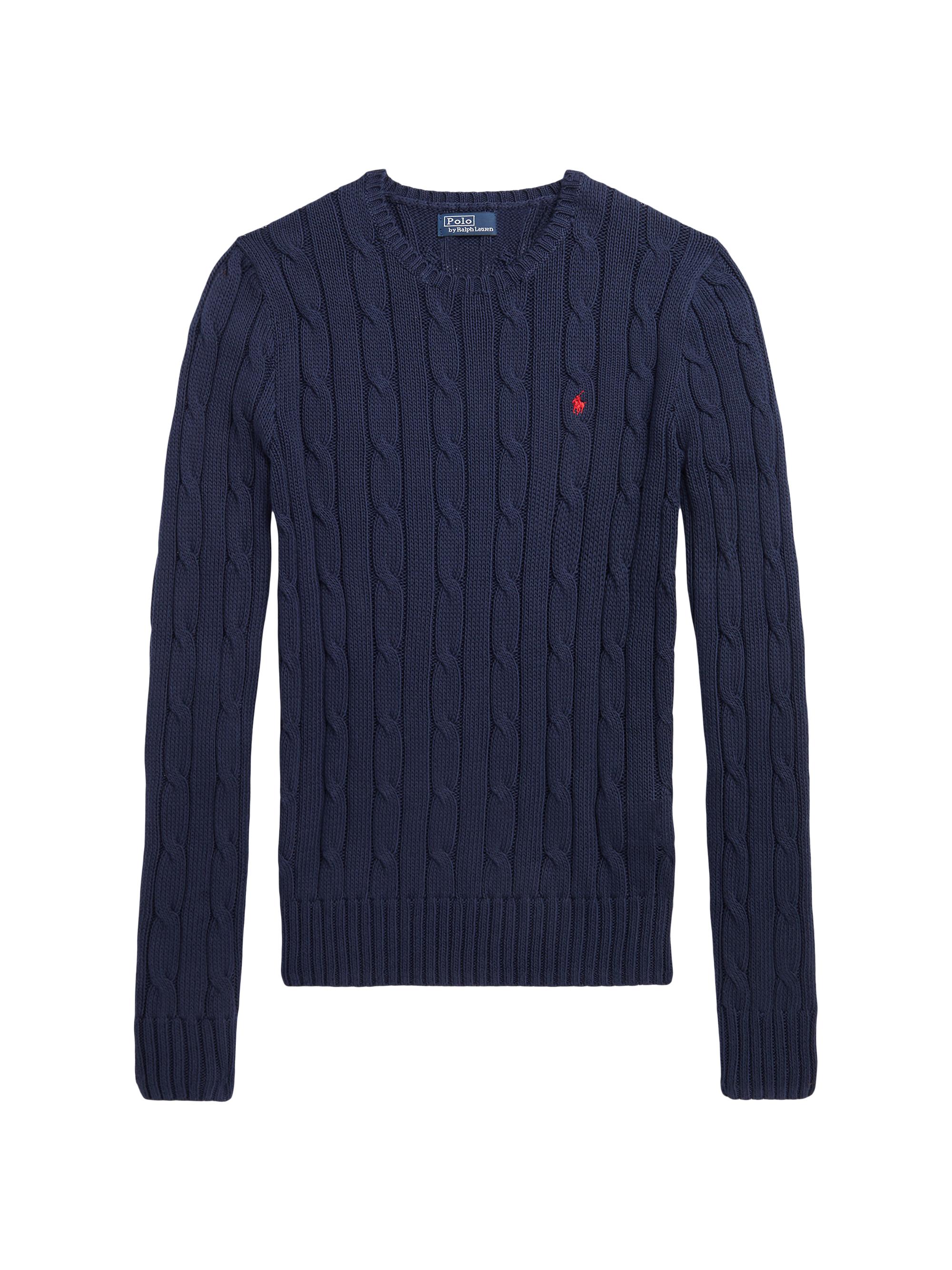 Polo Ralph Lauren Cable-Knit Cotton Crewneck Cardigan | Saks Fifth