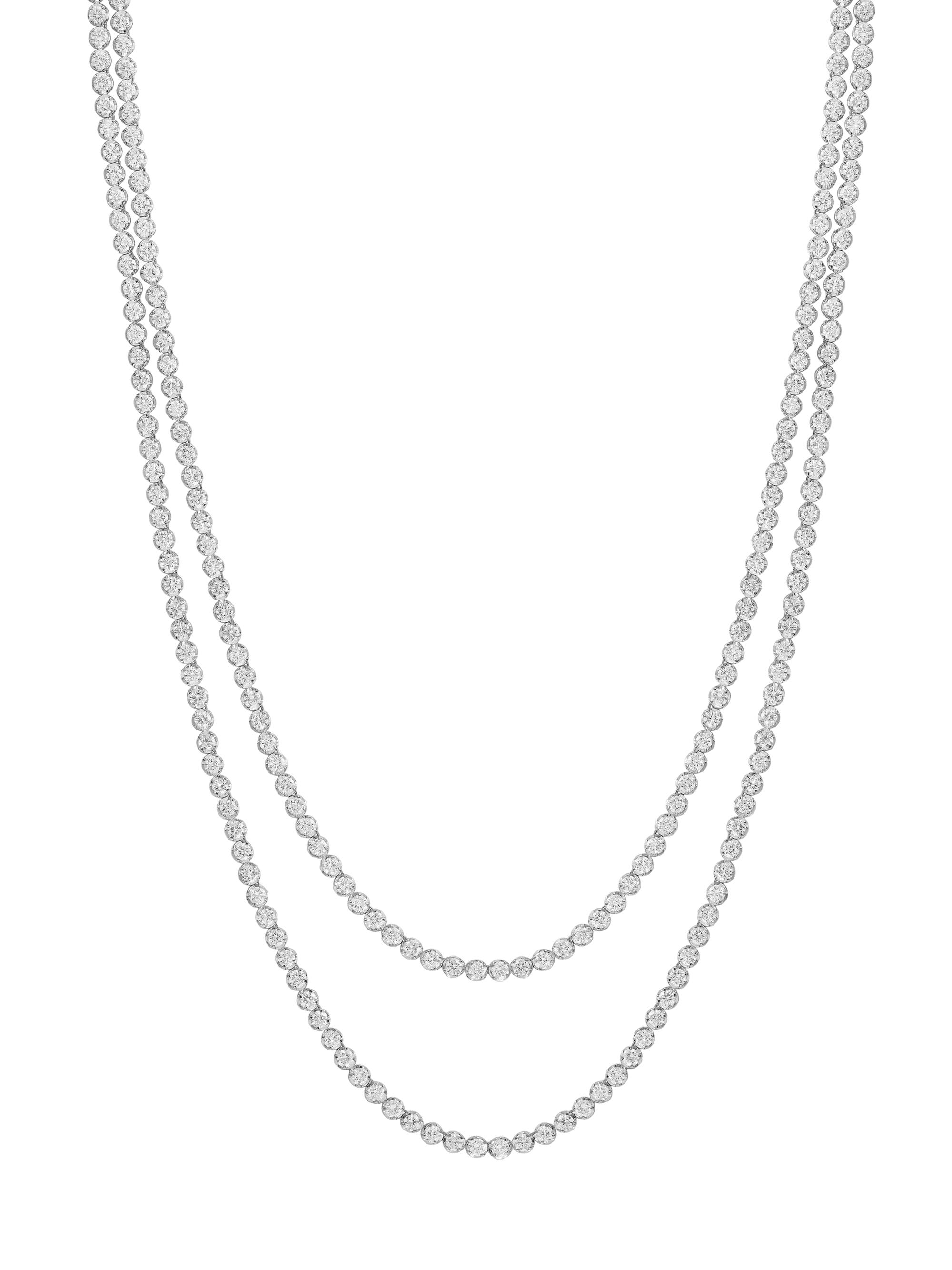 Saks Fifth Avenue Collection Women's 14K White Gold & 13.7 TCW Lab-Grown Diamond Two-Strand Necklace - White Gold