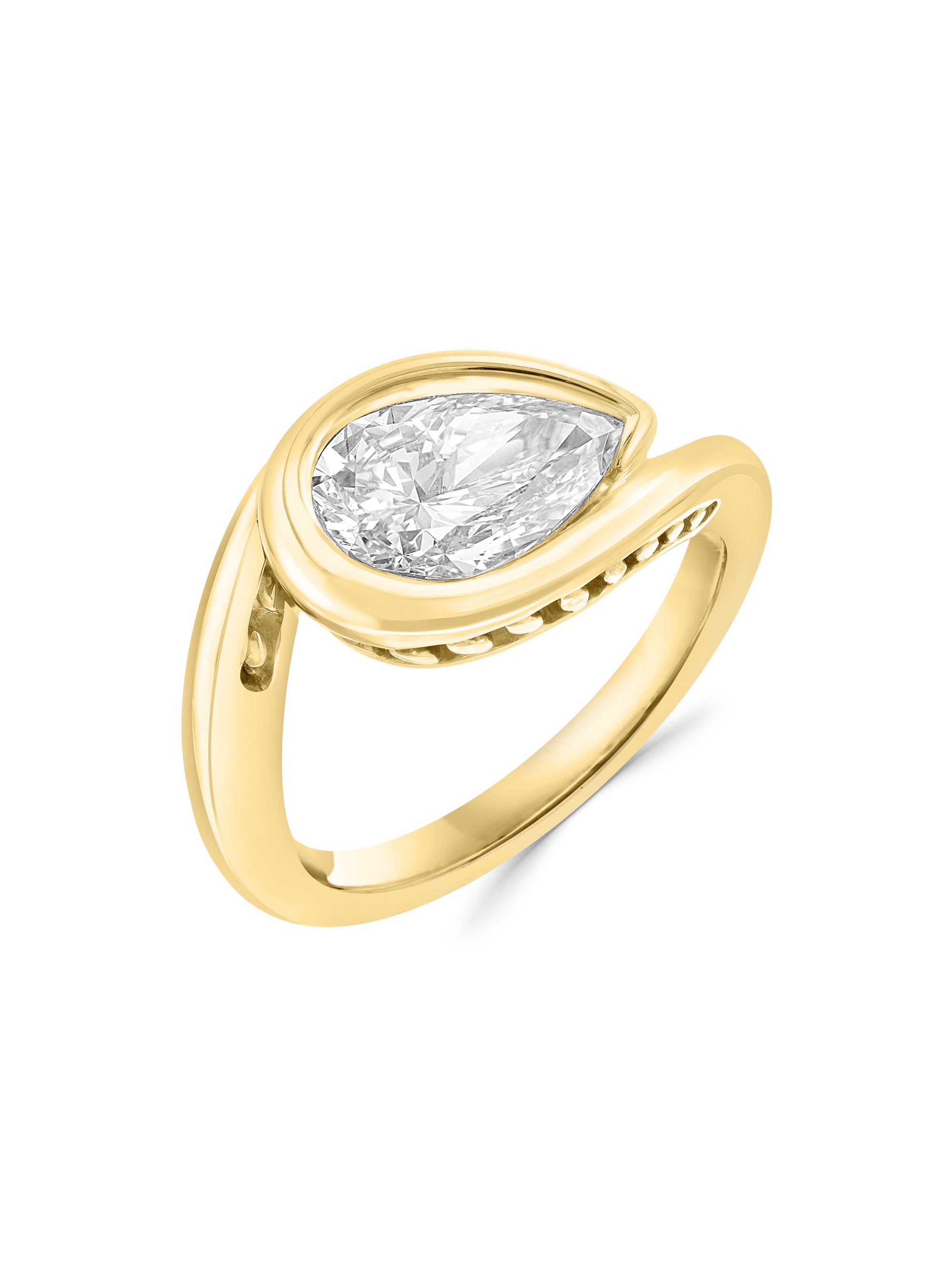 Saks Fifth Avenue Collection Women's 14K Yellow Gold & 2.00 TCW Pear-Cut Lab-Grown Diamond Solitaire Ring - Yellow Gold