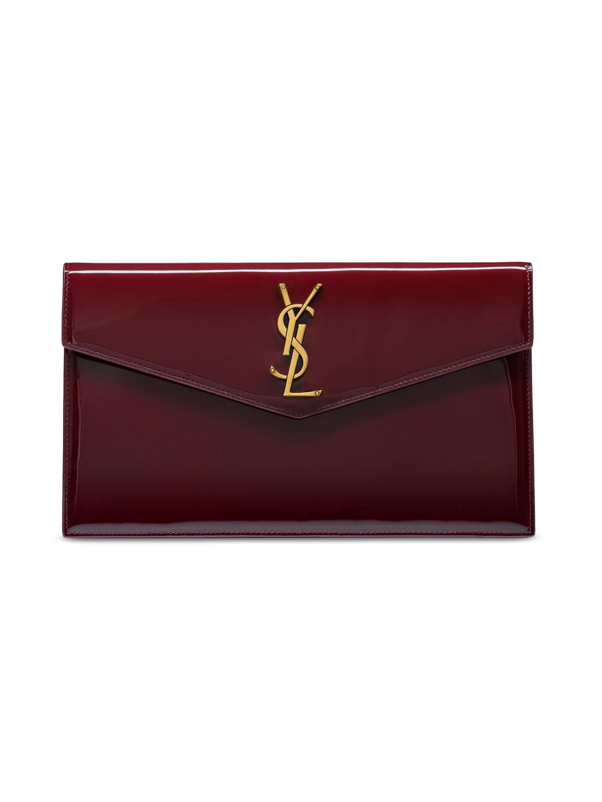 Saint Laurent Women's Uptown Pouch in Patent Leather - Dark Red Wine | Thumbnail 7