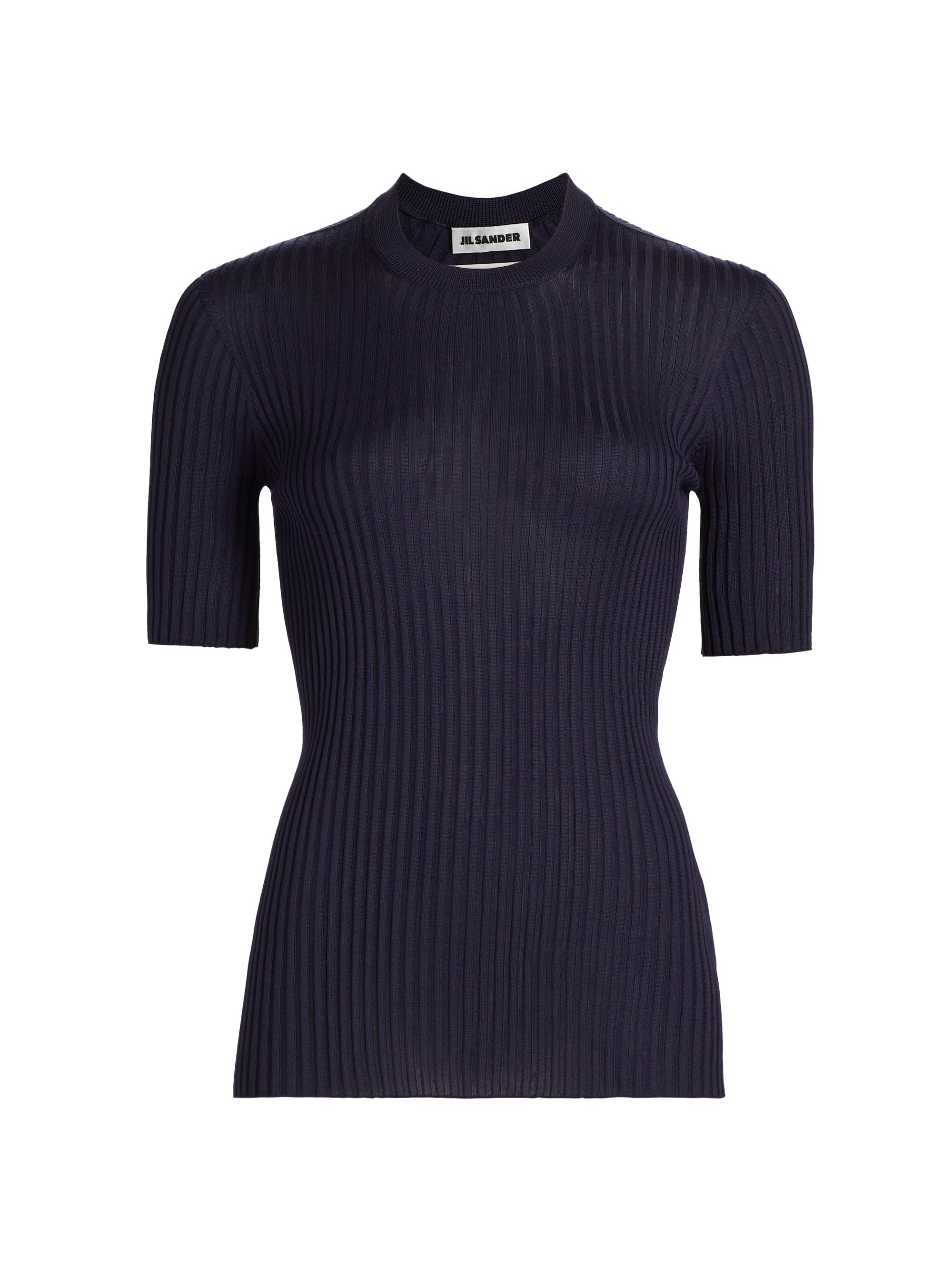 Jil Sander Women's Rib-Knit Silk Top - Midnight