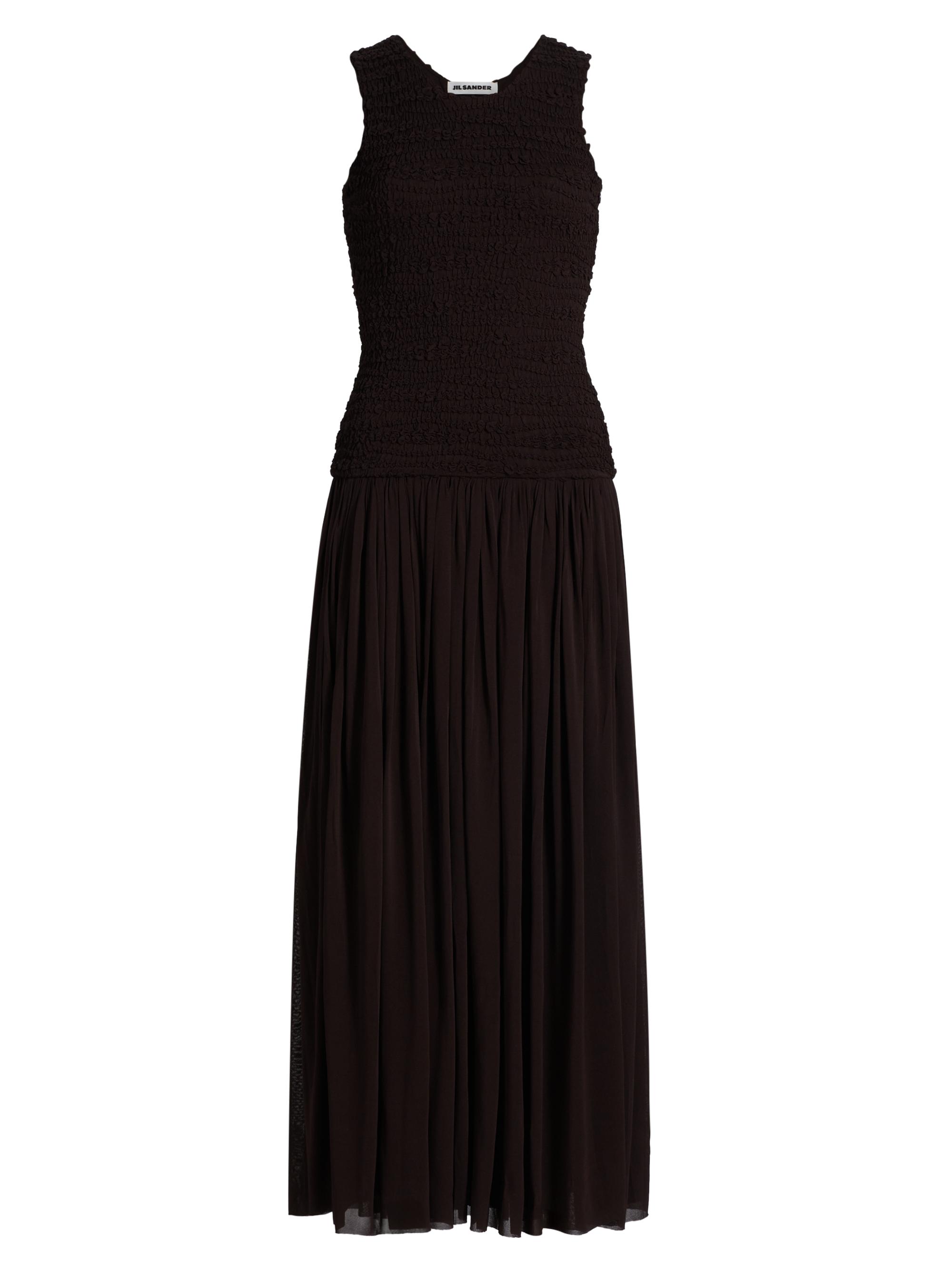 Jil Sander Women's Smocked Drop-Waist Maxi Dress - Chocolate Brown