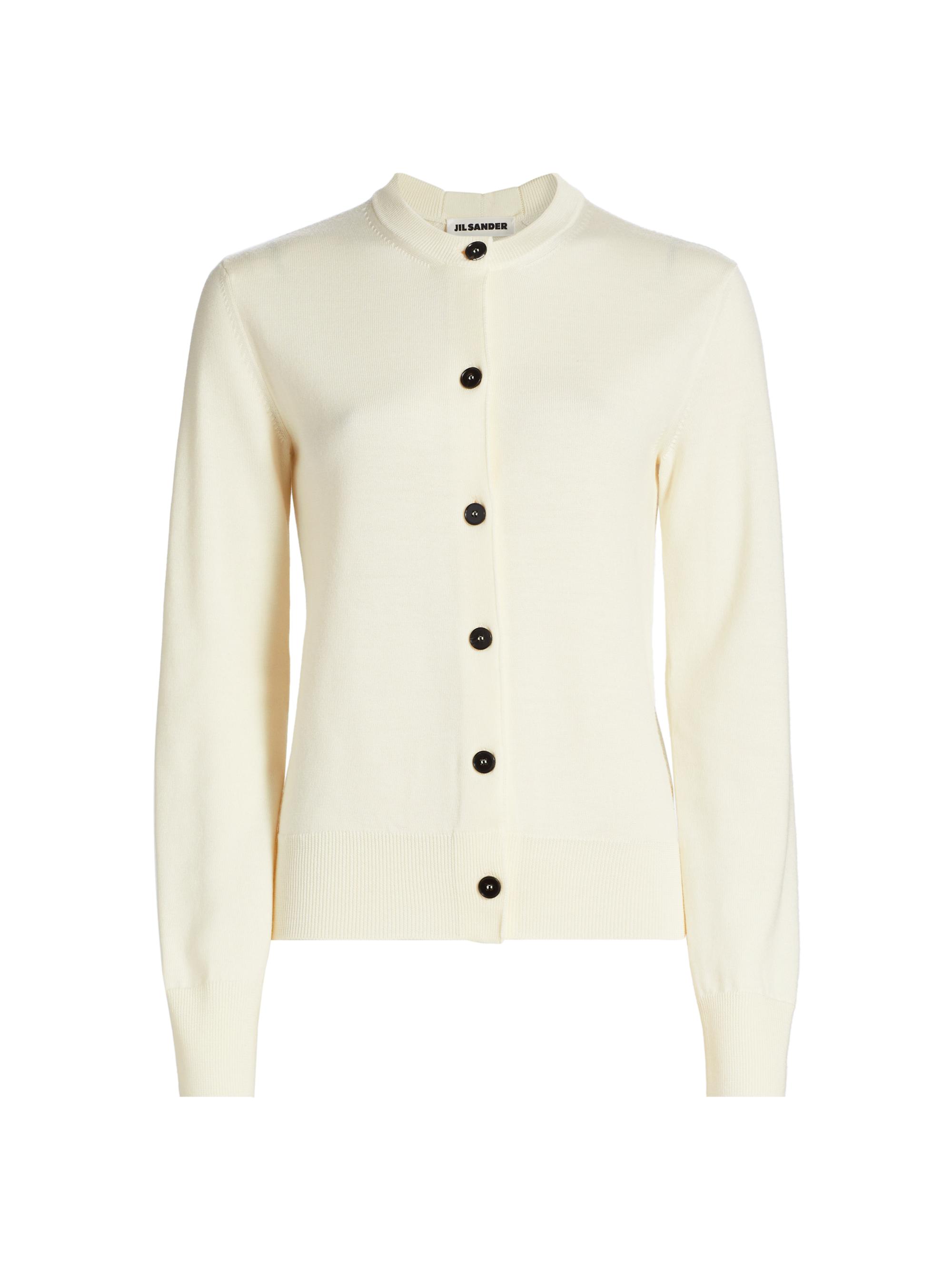 Jil Sander Women's Crewneck Wool Cardigan - Natural