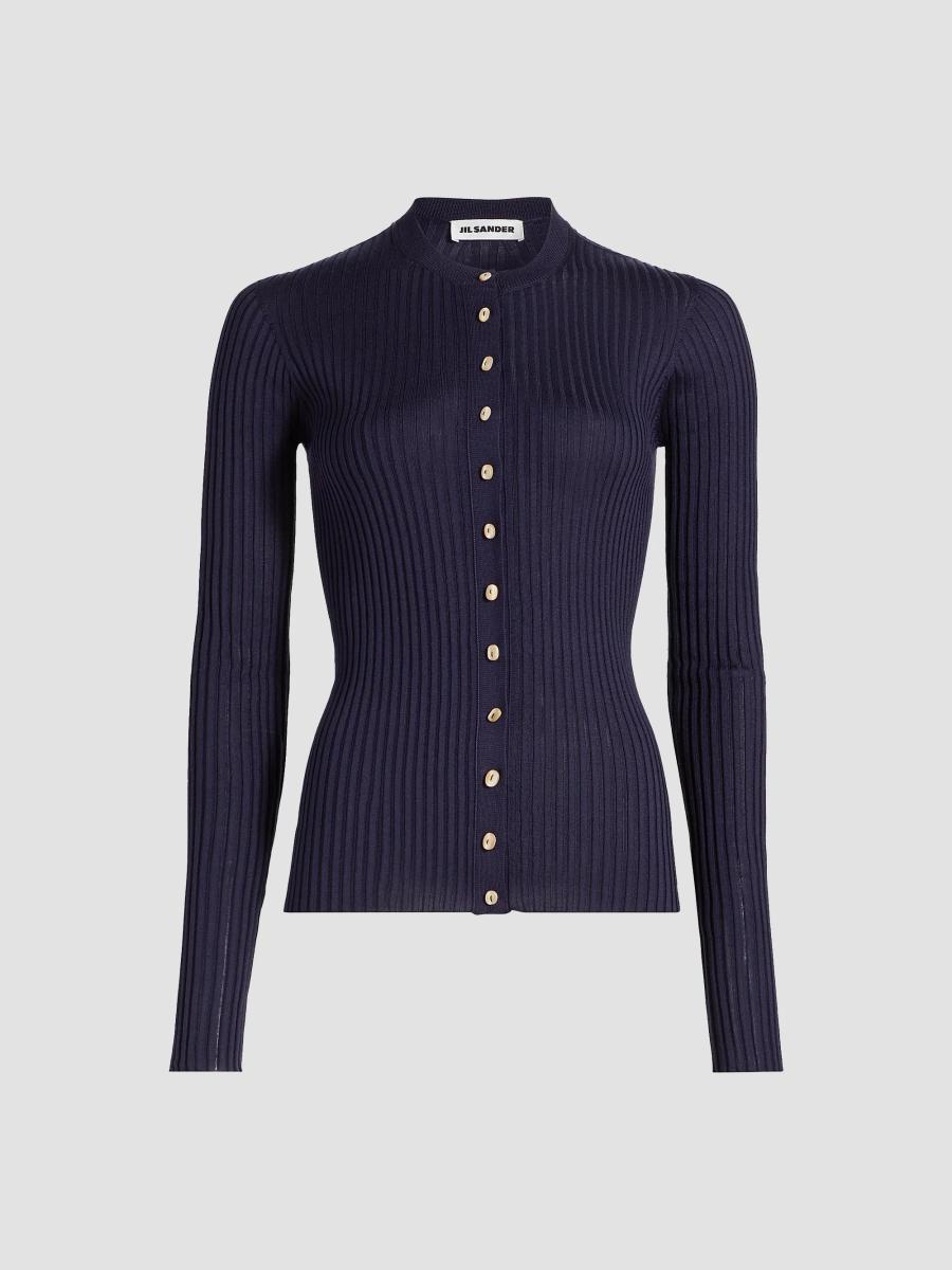 Jil Sander Superfine Seamless Silk Rib-Knit Cardigan | Saks Fifth