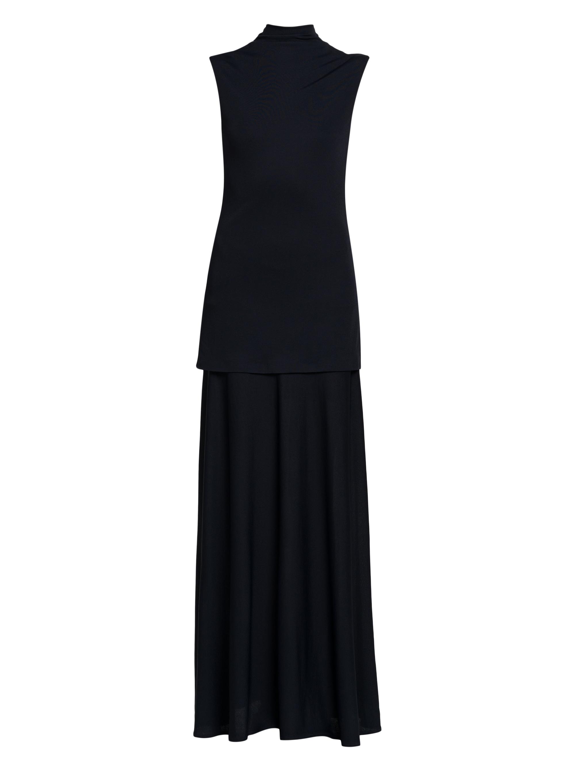 Jil Sander Women's Crepe Mock-Turtleneck Maxi Dress - Navy