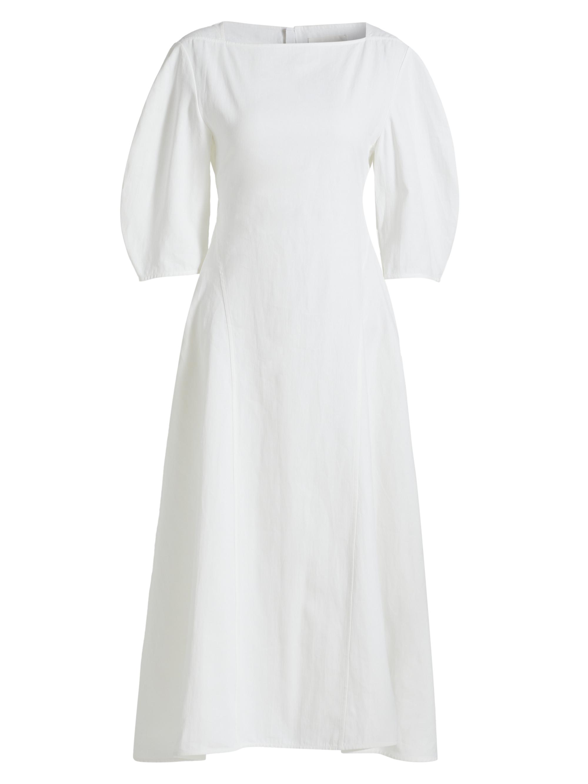 Jil Sander Women's Squareneck Linen Midi-Dress - Optic White