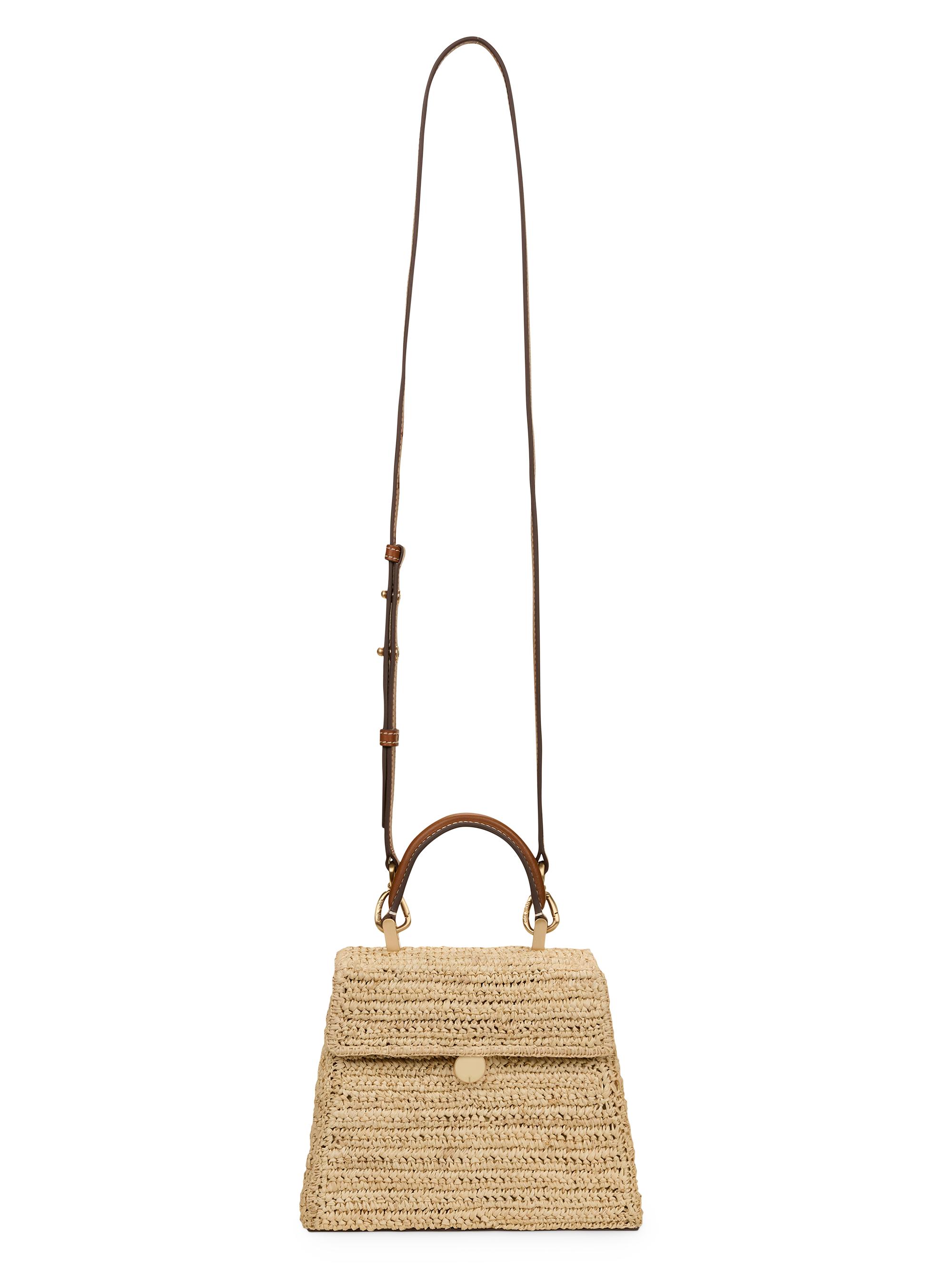 Cult Gaia Sybil Raffia & Leather Top Handle Bag | Saks Fifth