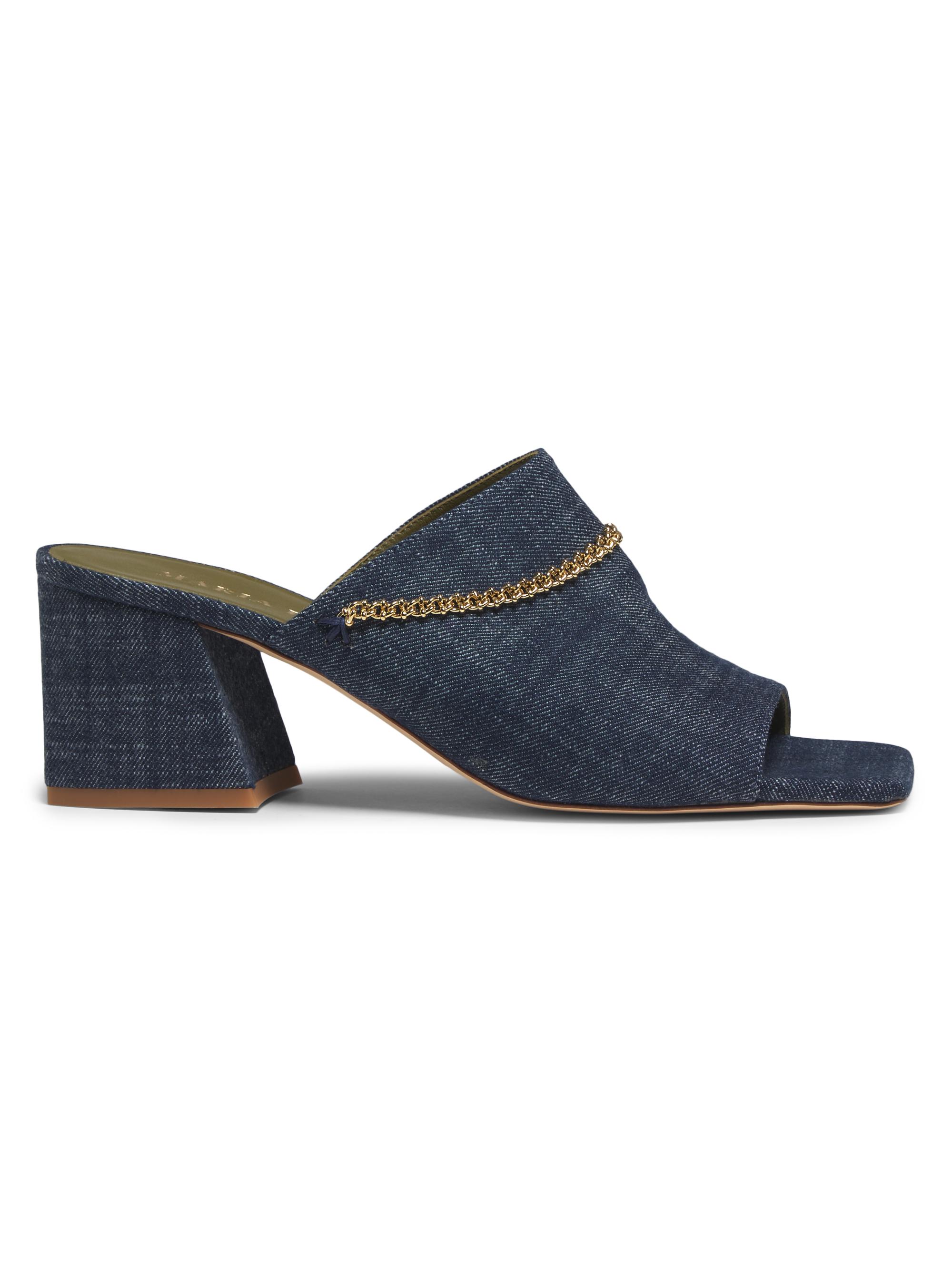 Maria Luca Women's Messalina 65MM Chain-Link Denim Mules - Navy