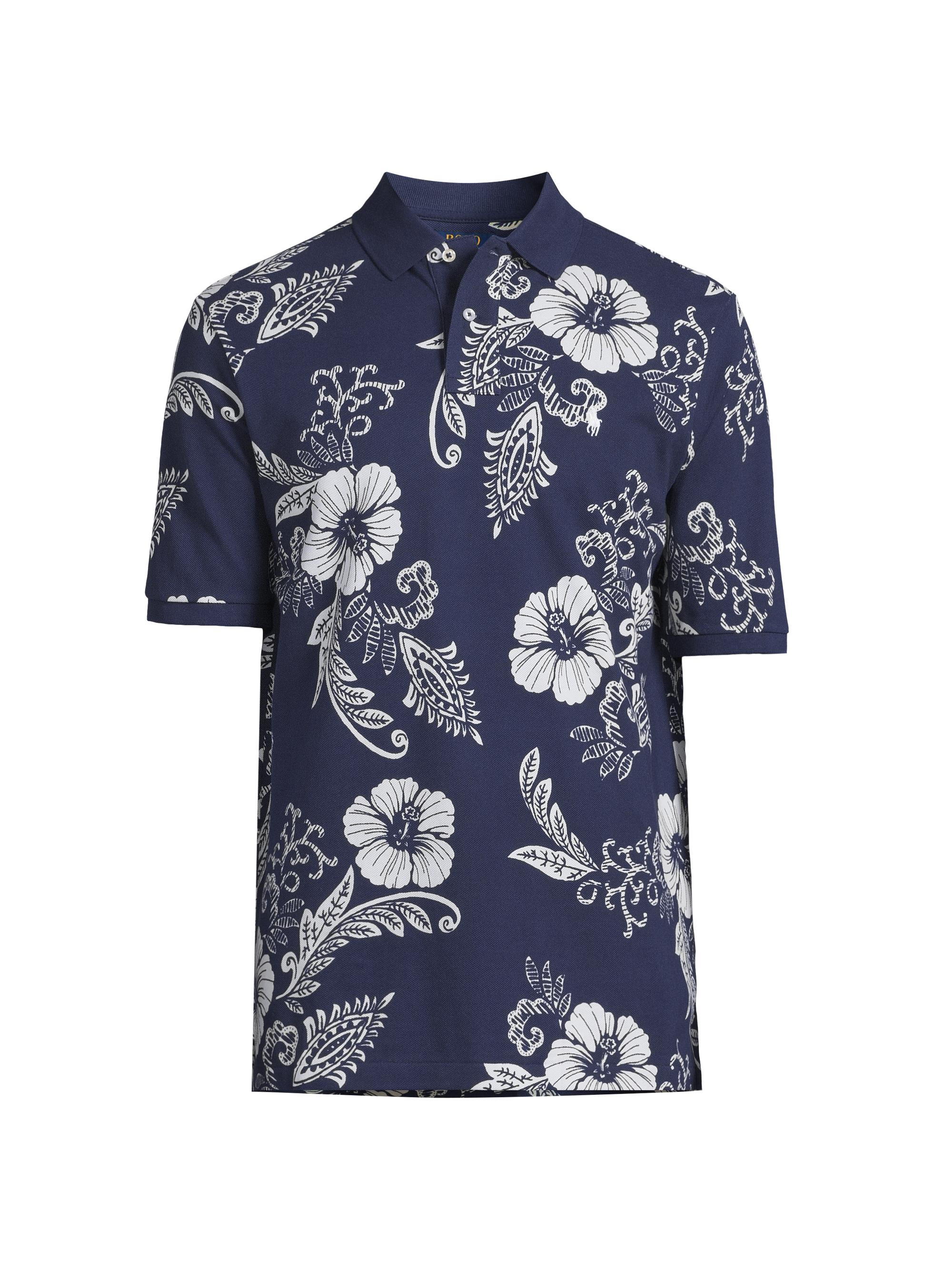 Polo Ralph Lauren Men's Classic-Fit Hibiscus Mesh Polo Shirt - Two Tone Hibiscus