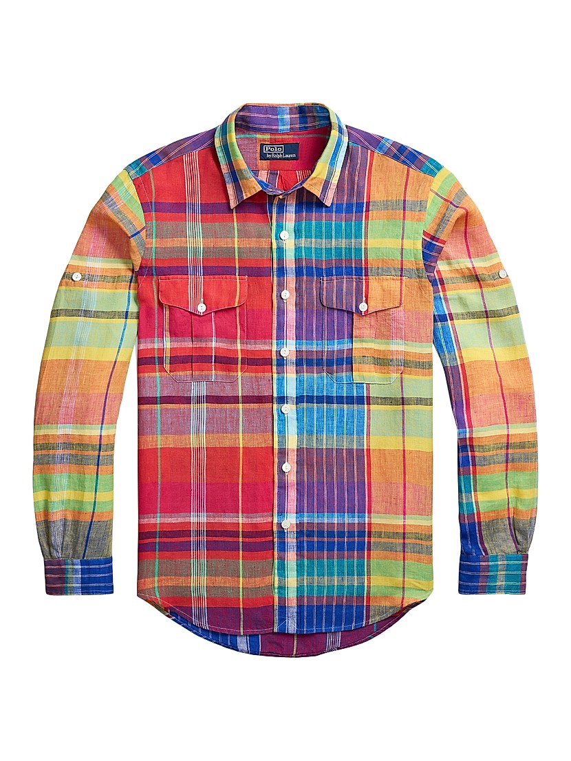 Shop Polo Ralph Lauren Classic-Fit Plaid Linen Workshirt Shop Polo Ralph Lauren Classic-Fit Plaid Linen Workshirt