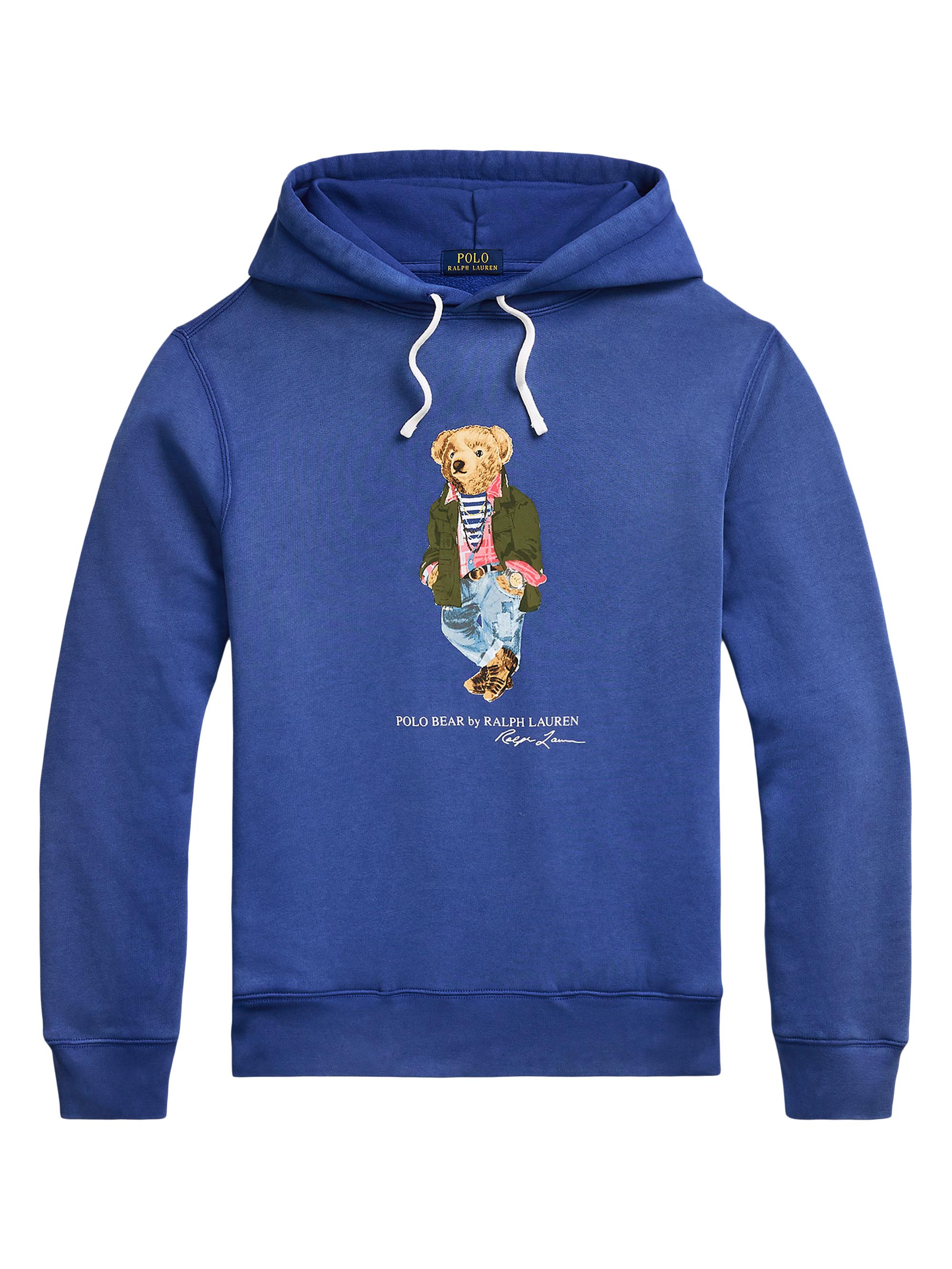 Polo Ralph Lauren Men's Polo Bear Garment-Dyed Fleece Hoodie - Iris Blue Explorer Bear