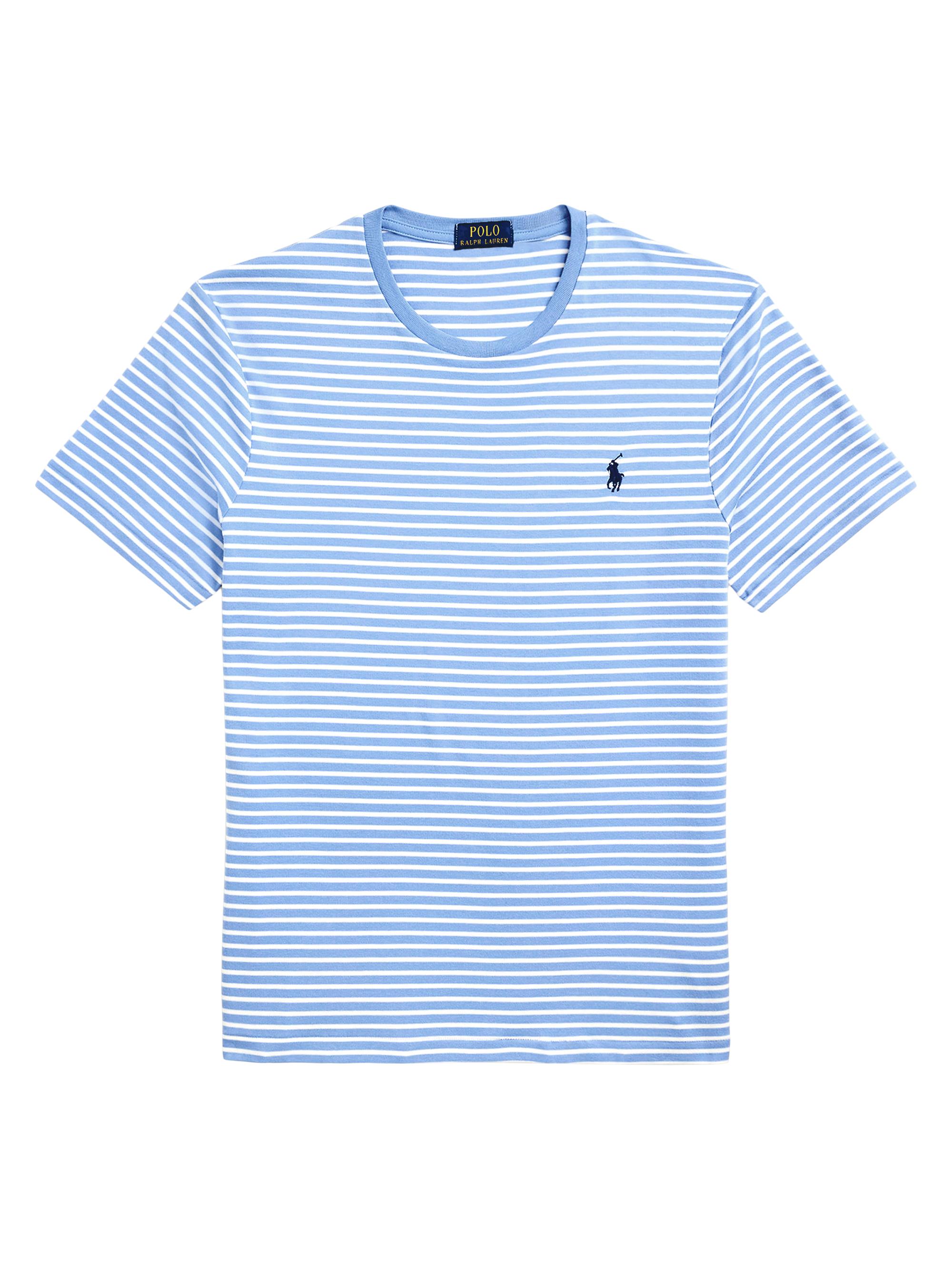 Polo Ralph Lauren Men's Custom-Slim-Fit Striped Soft Cotton T-Shirt - Sky Blue White