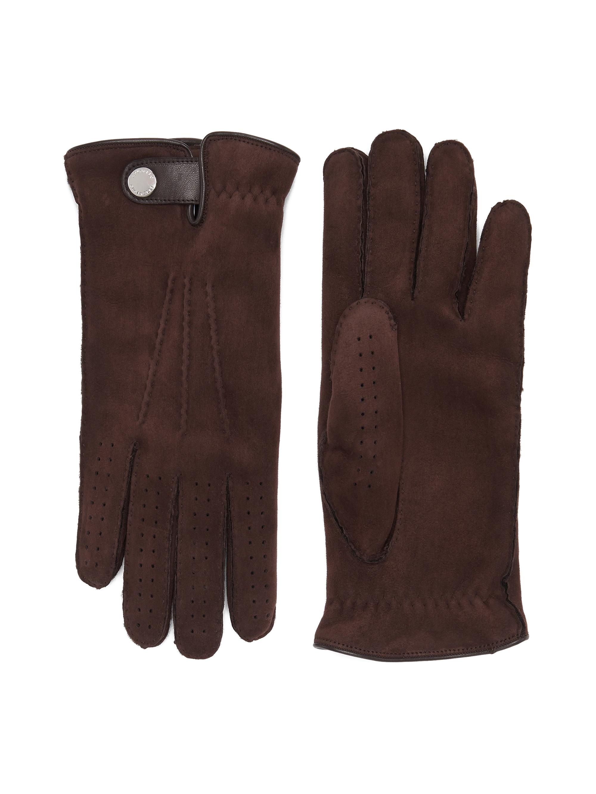 Brunello Cucinelli Men's Suede Shearling Gloves - Coffee