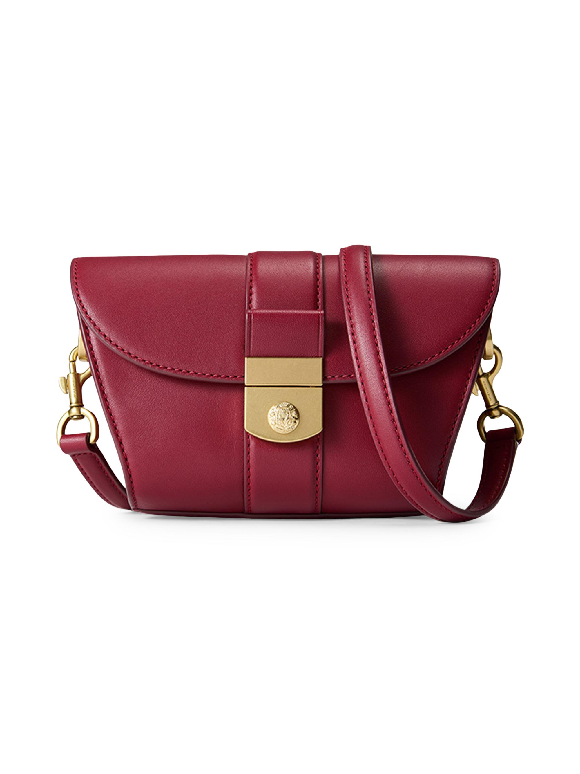 Veronica Beard Women's Crest Lock Leather Crossbody Bag - Oxblood