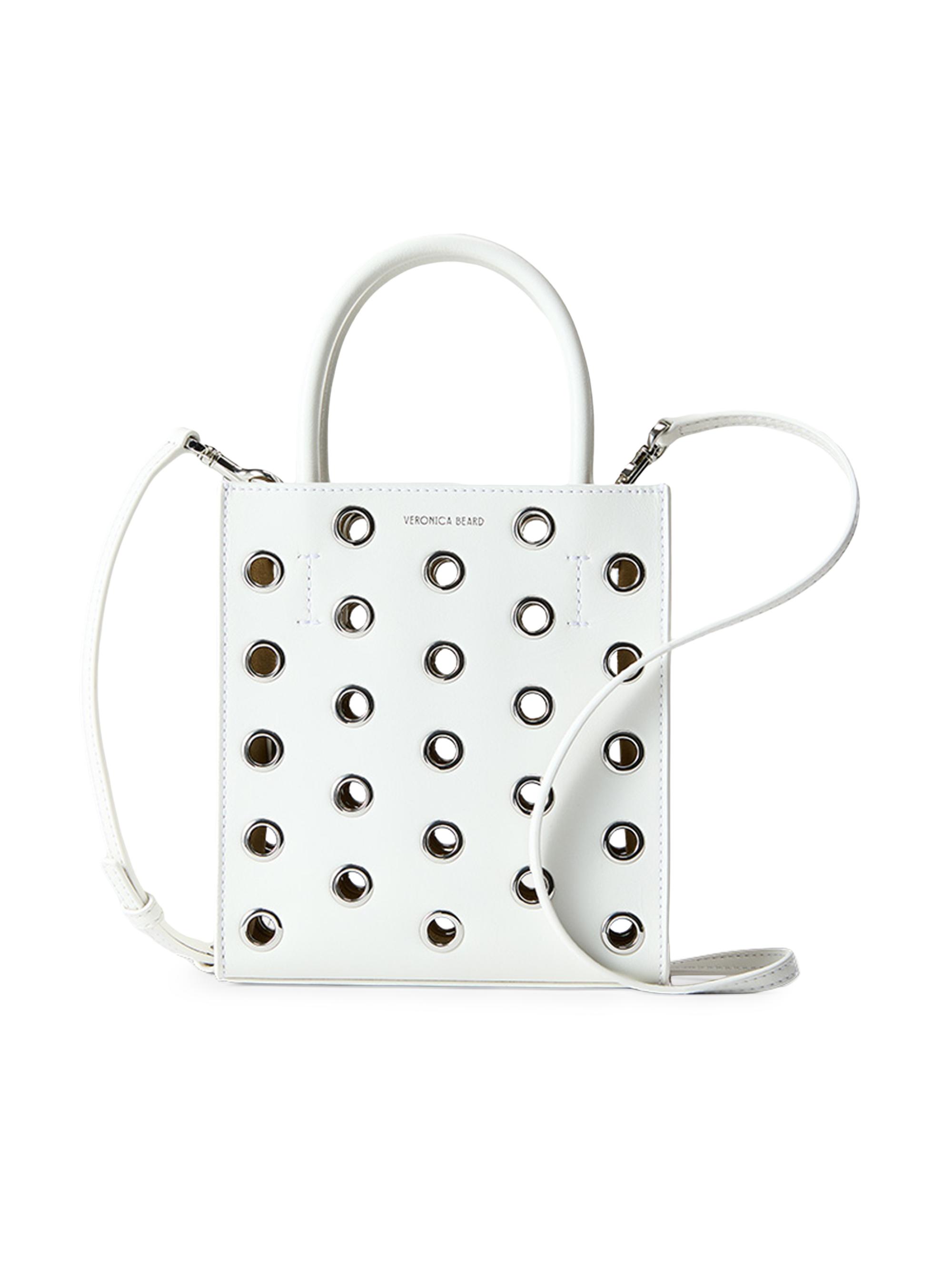 Veronica Beard Women's  Grommet Leather Top Handle Bag - Off White Silver