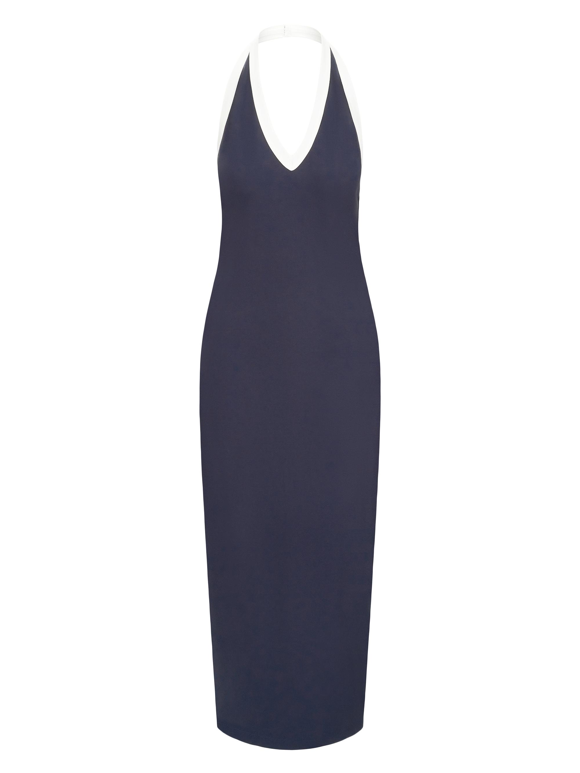 Staud Women's Naomi Halterneck Maxi Dress - Navy White