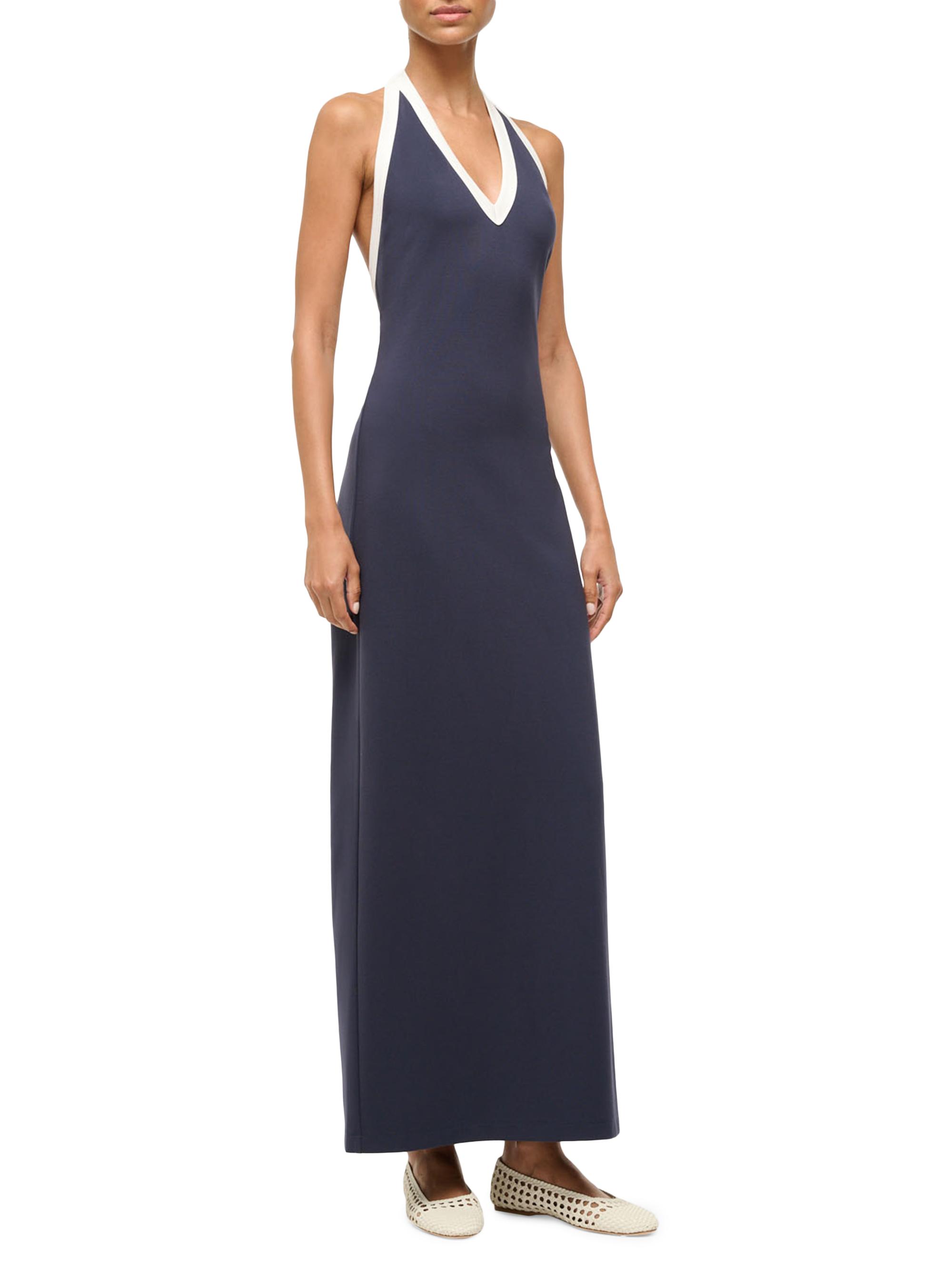 dusty blue dress knee length Short Casual Party Dress with Criss-Cross Back Dusty Blue / Medium main image 1