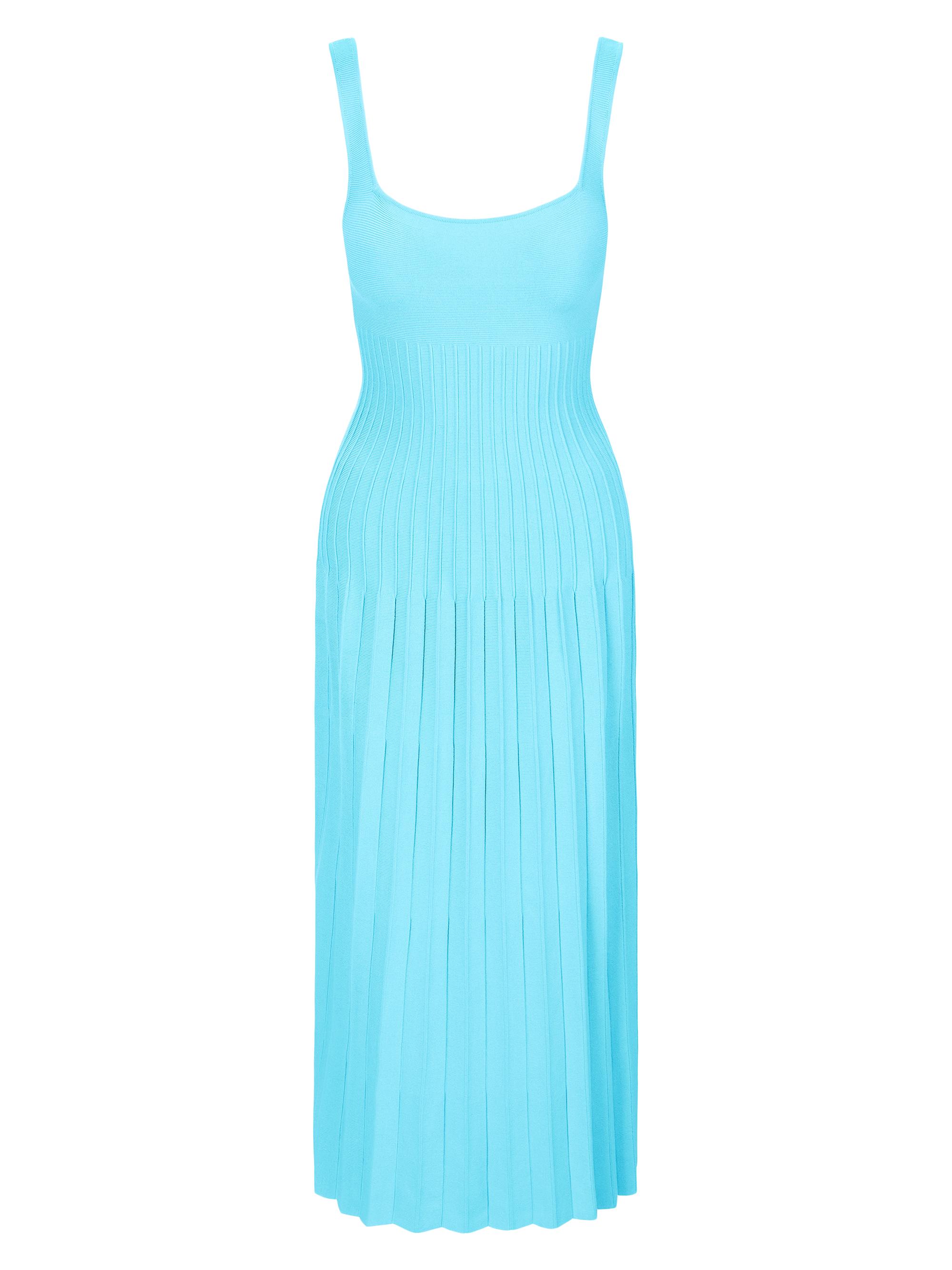 Staud Women's Ellison Pleated Midi-Dress - Aqua