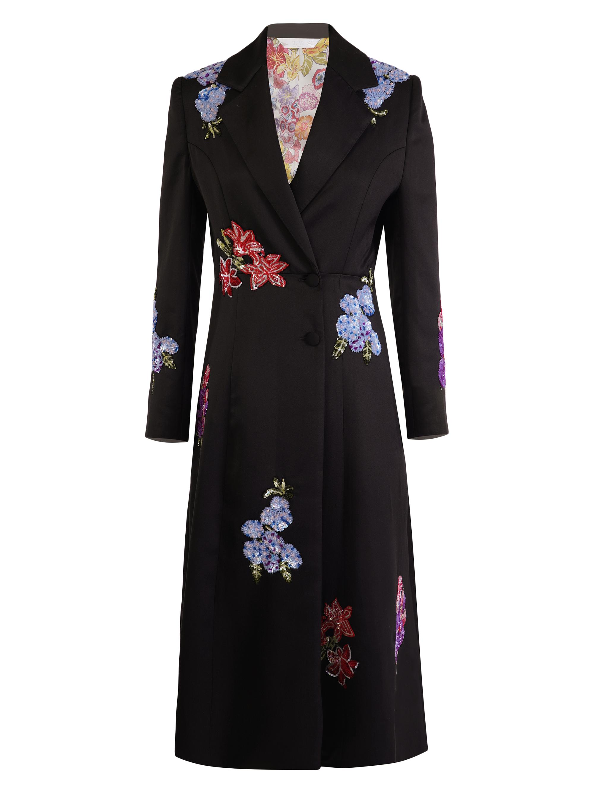 AFEW Rahul Mishra Women's Sequined Floral Tailored Coat - Black