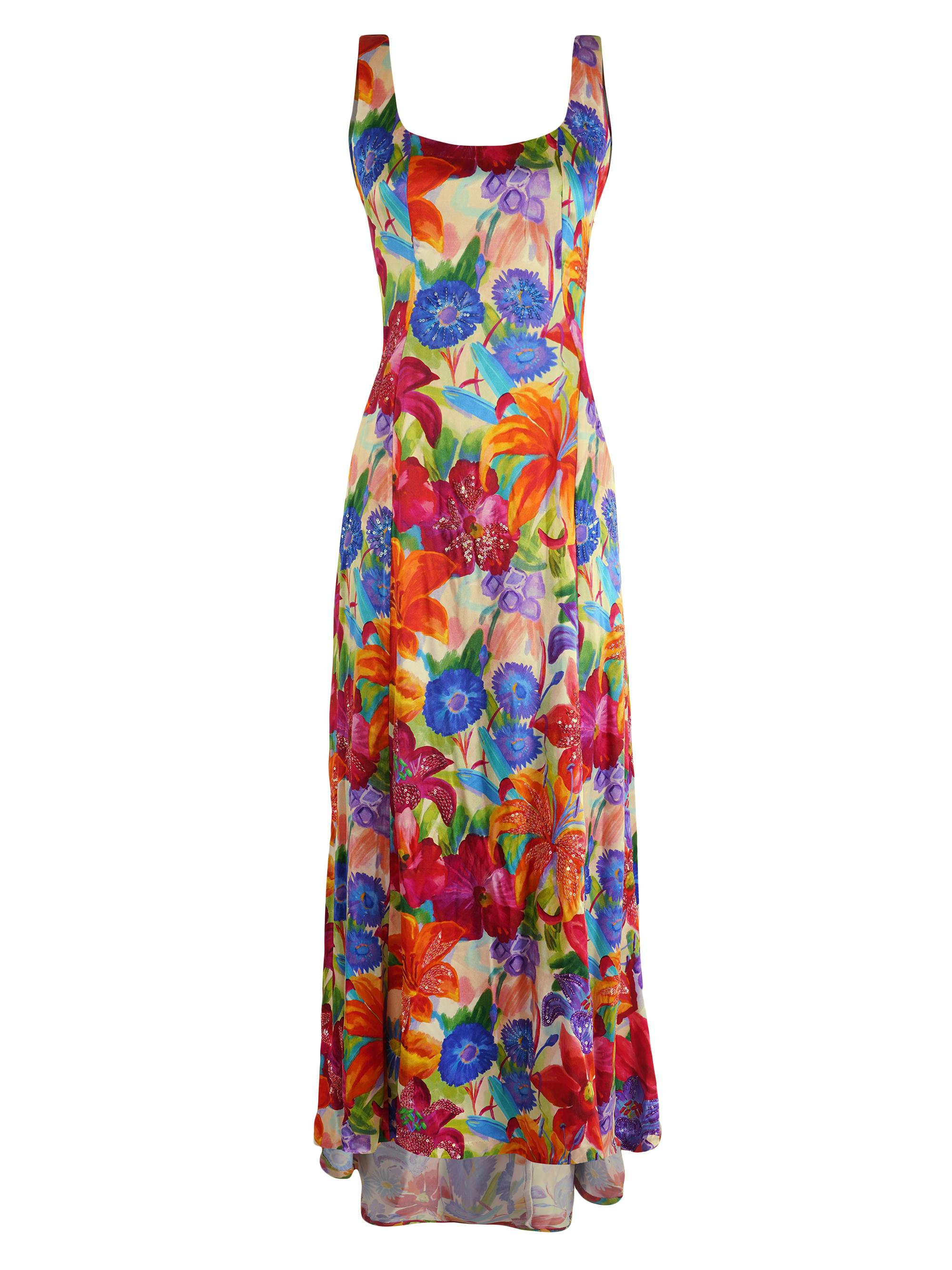 AFEW Rahul Mishra Women's Floral Silk Waterfall-Hem Dress