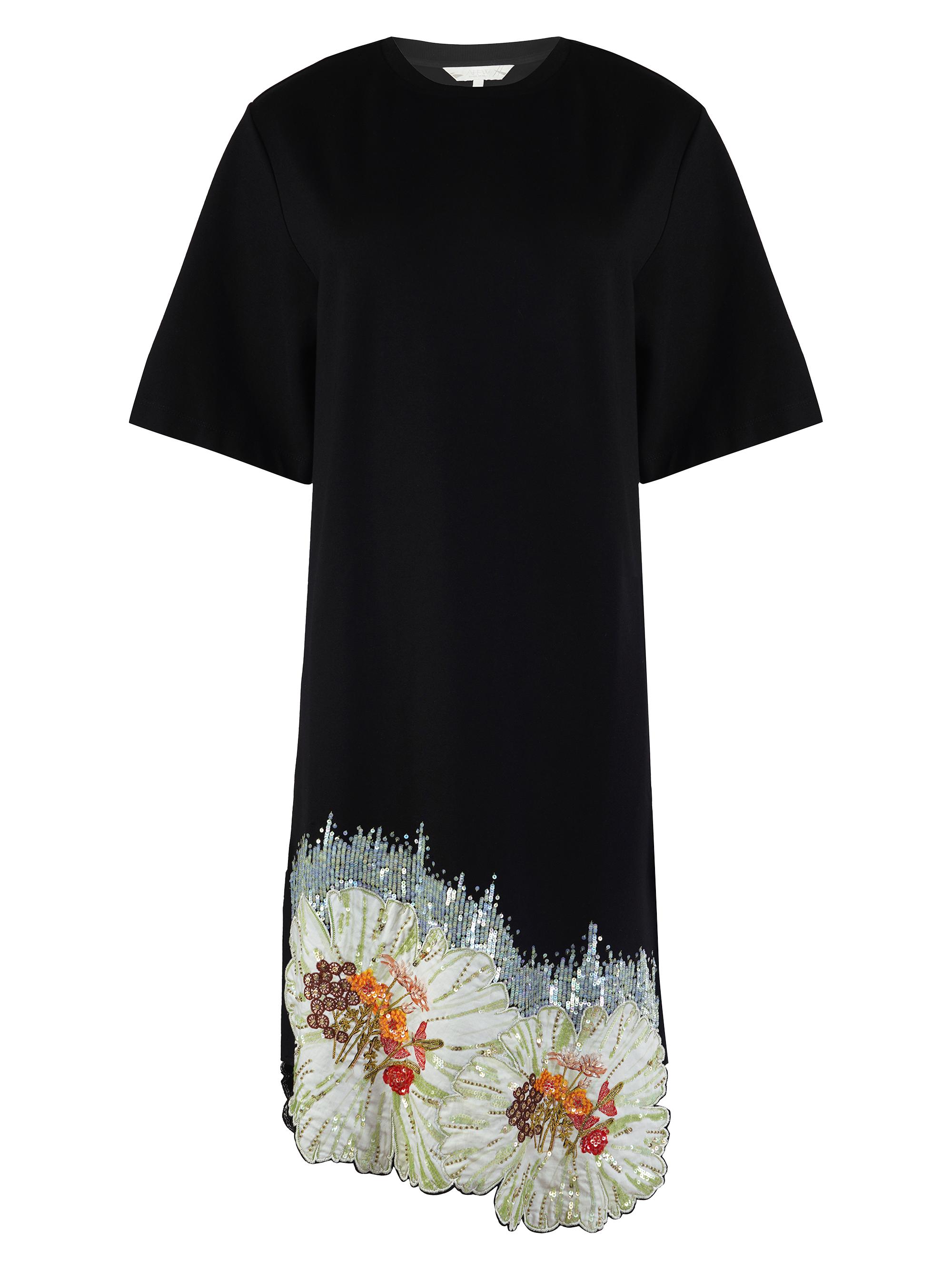 AFEW Rahul Mishra Women's Floral Embroidered T-Shirt Dress - Black