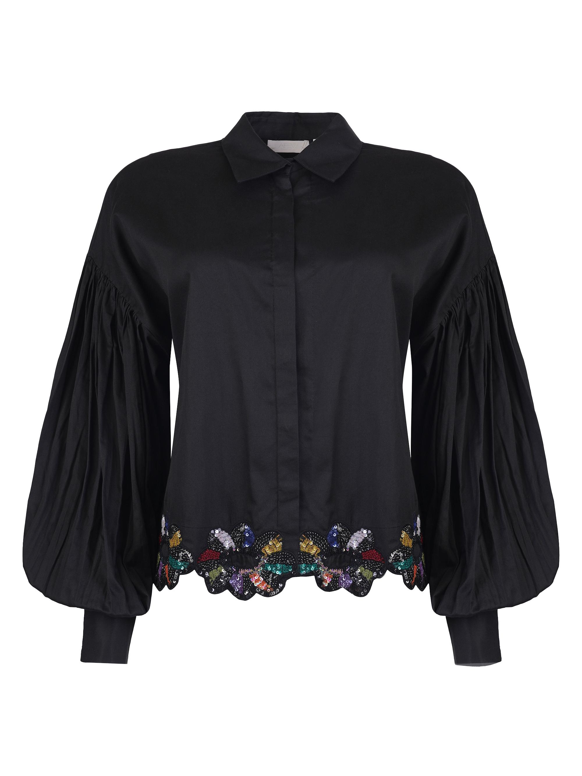 AFEW Rahul Mishra Women's Sequined Balloon-Sleeve Shirt - Black