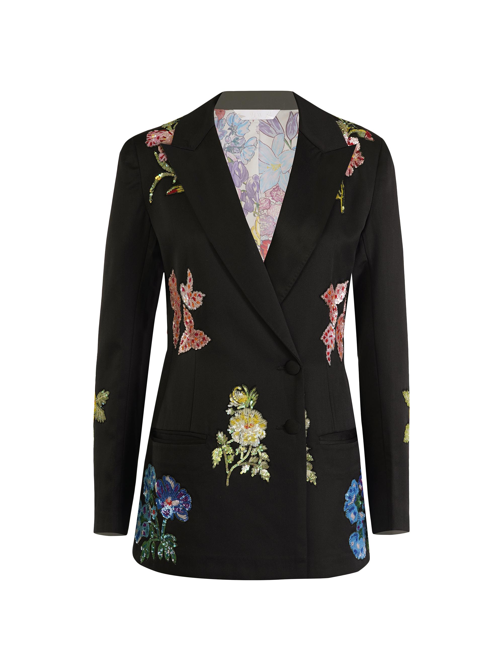 AFEW Rahul Mishra Women's Sequined Floral Blazer - Black