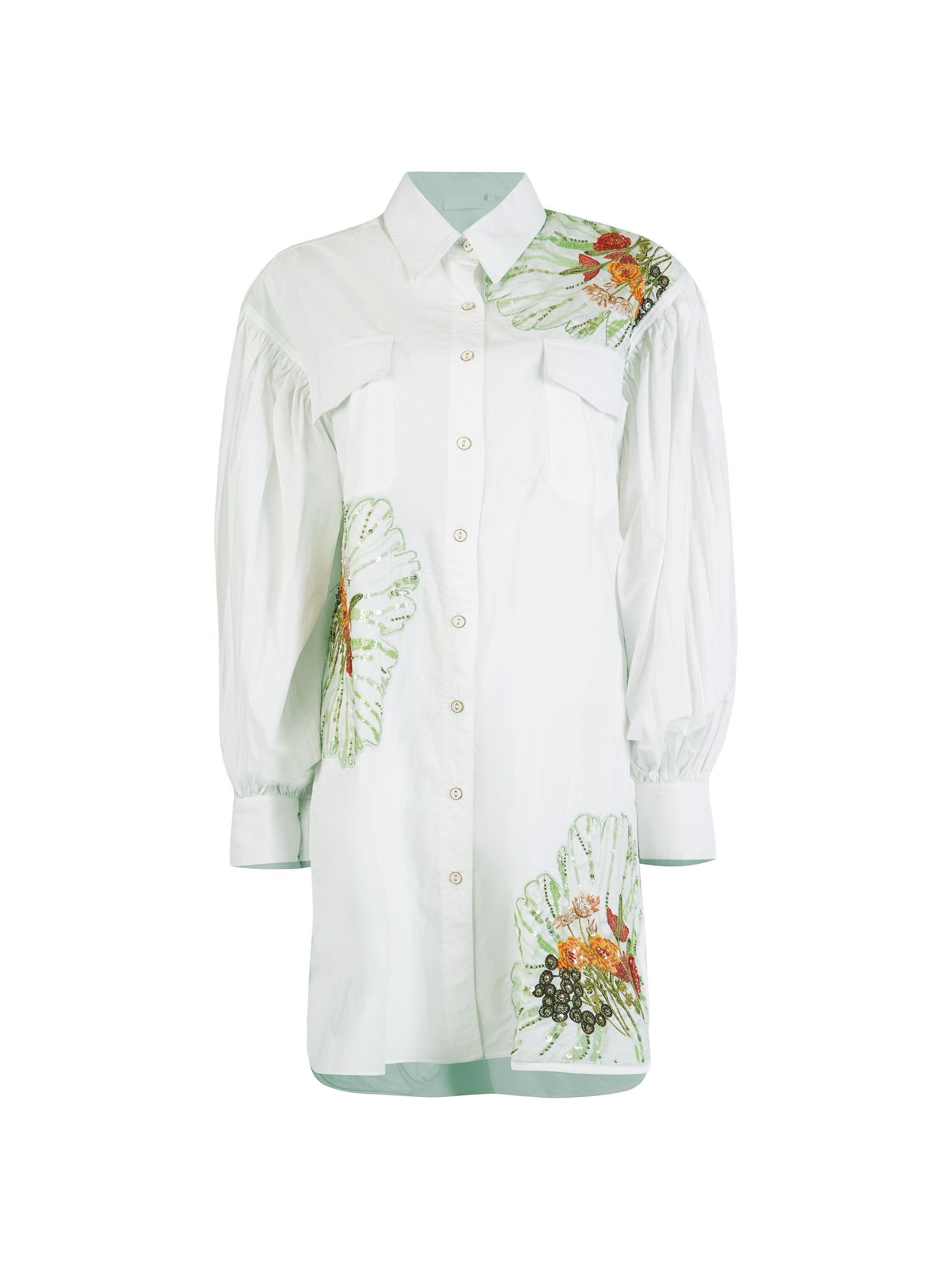 AFEW Rahul Mishra Women's Embroidered Floral Shirtdress - White
