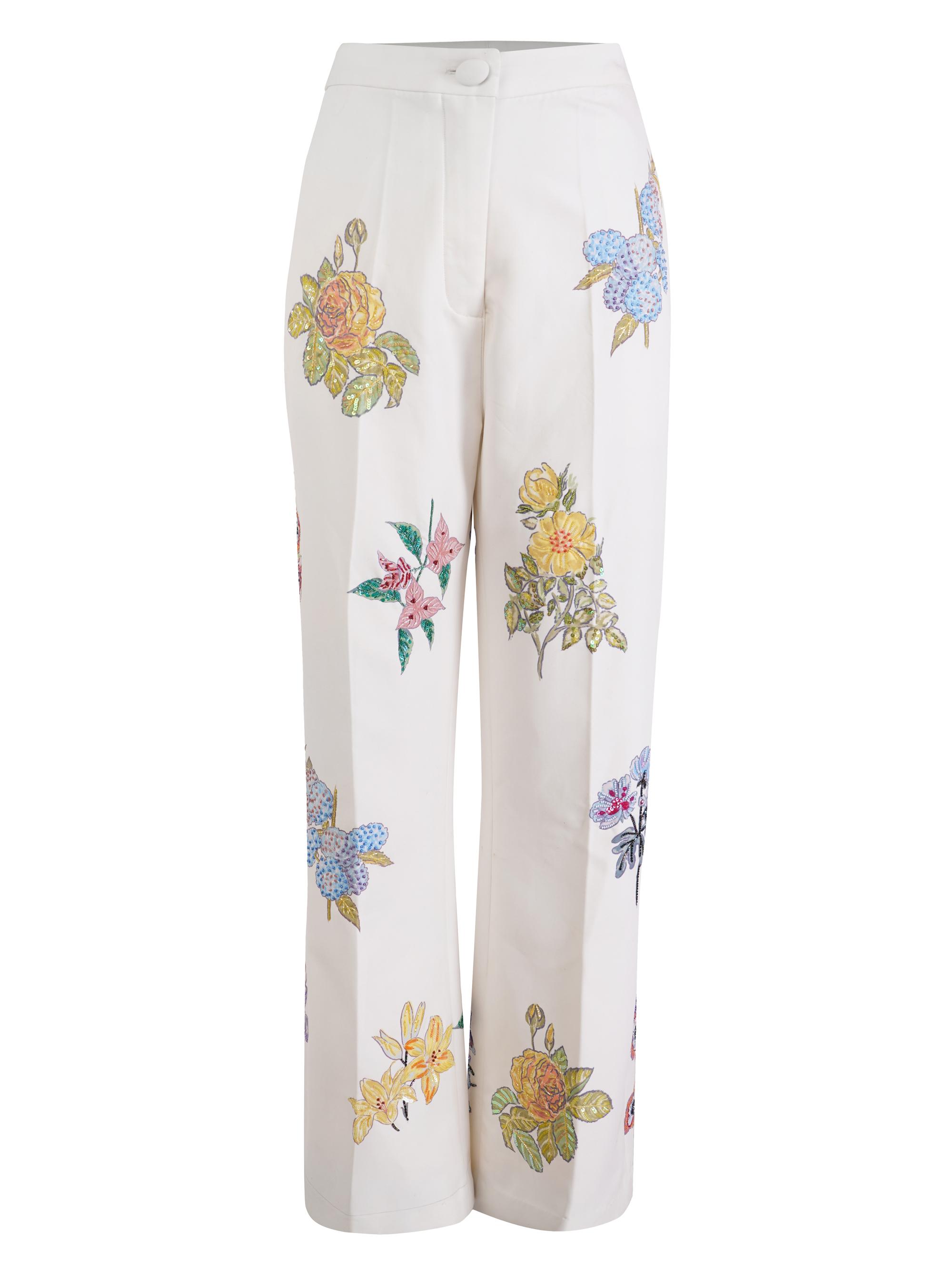 AFEW Rahul Mishra Women's Embellished Floral Pants - White