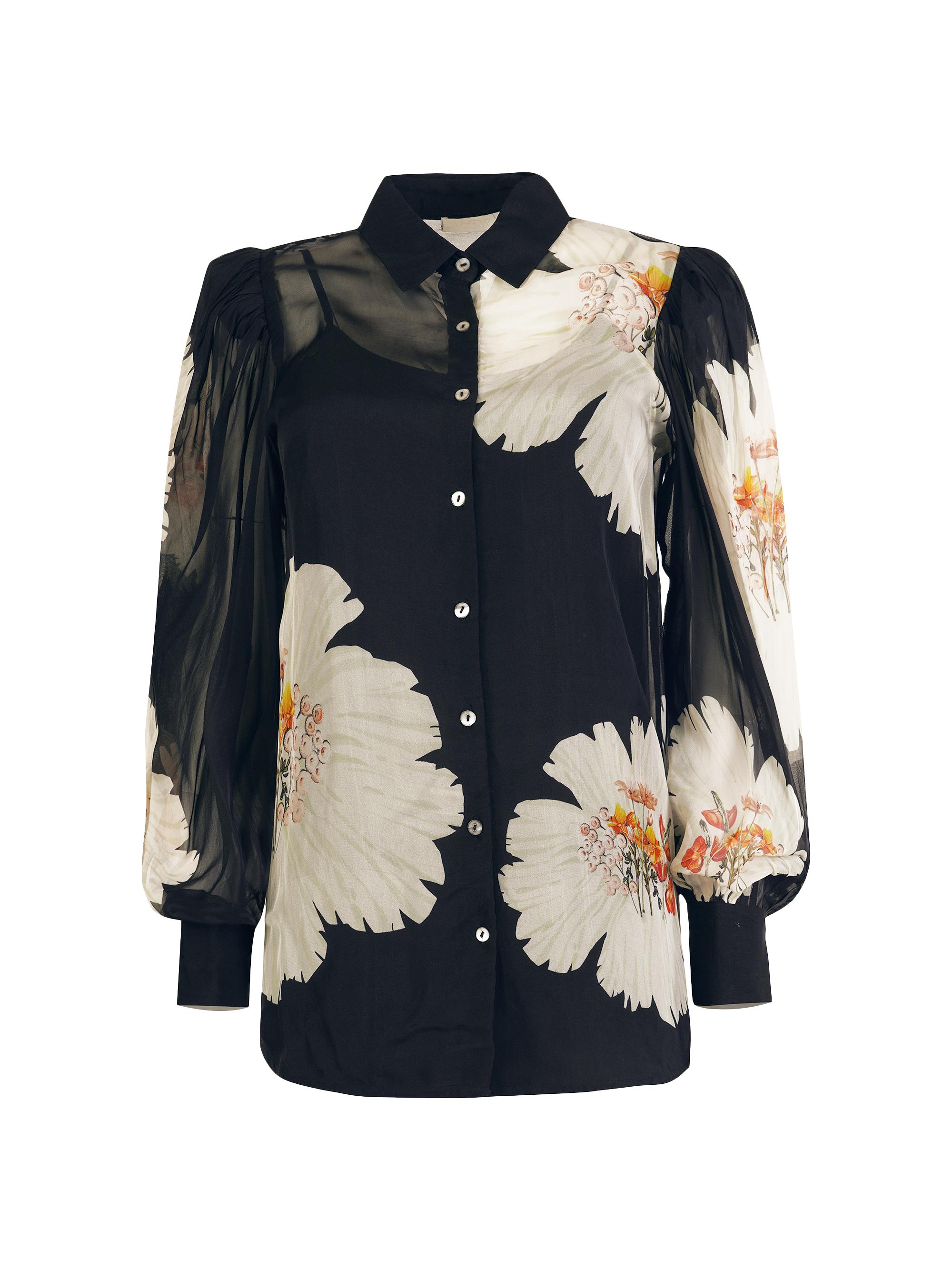 AFEW Rahul Mishra Women's Floral Organza Shirt - Black