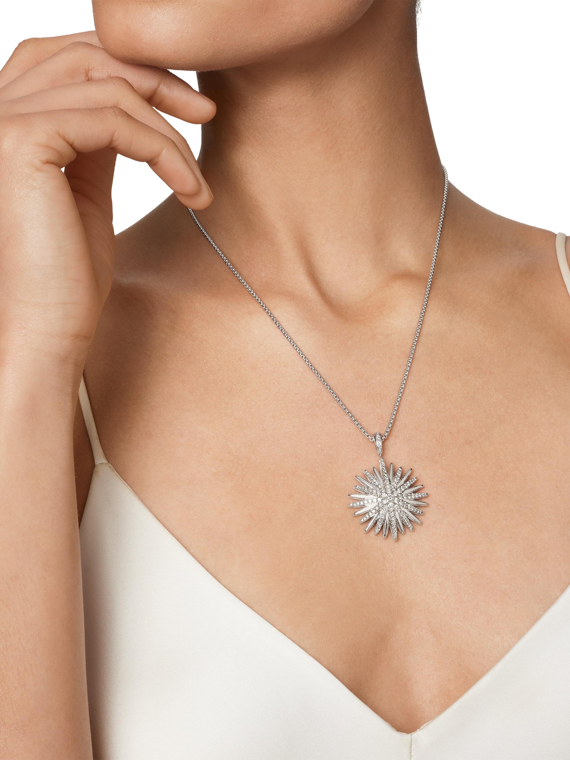 David Yurman Starburst Pendant Necklace in Sterling Silver with
