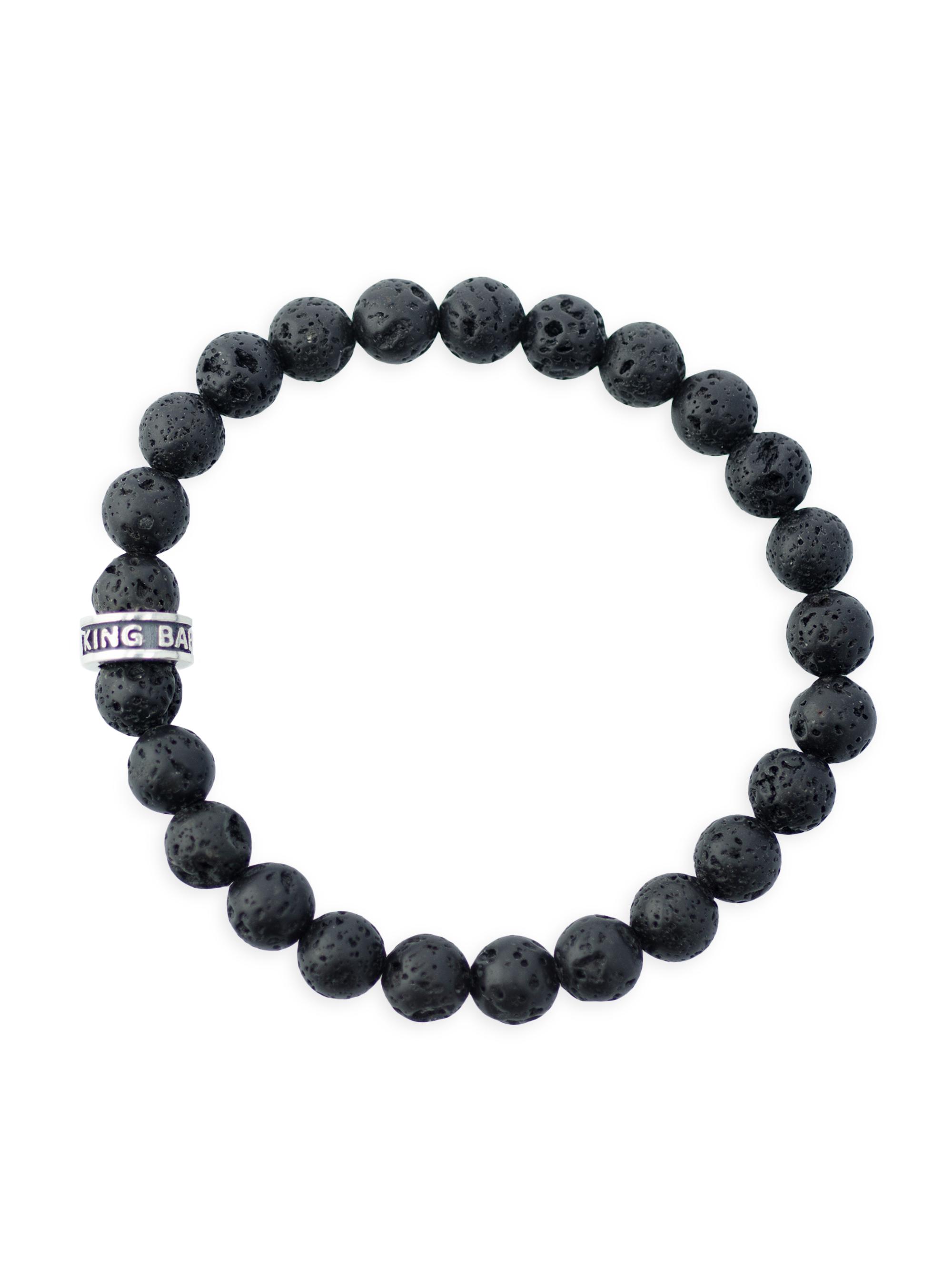 King Baby Studio Men's Sterling Silver & Lava Rock Logo Ring Bracelet - Lava Rock