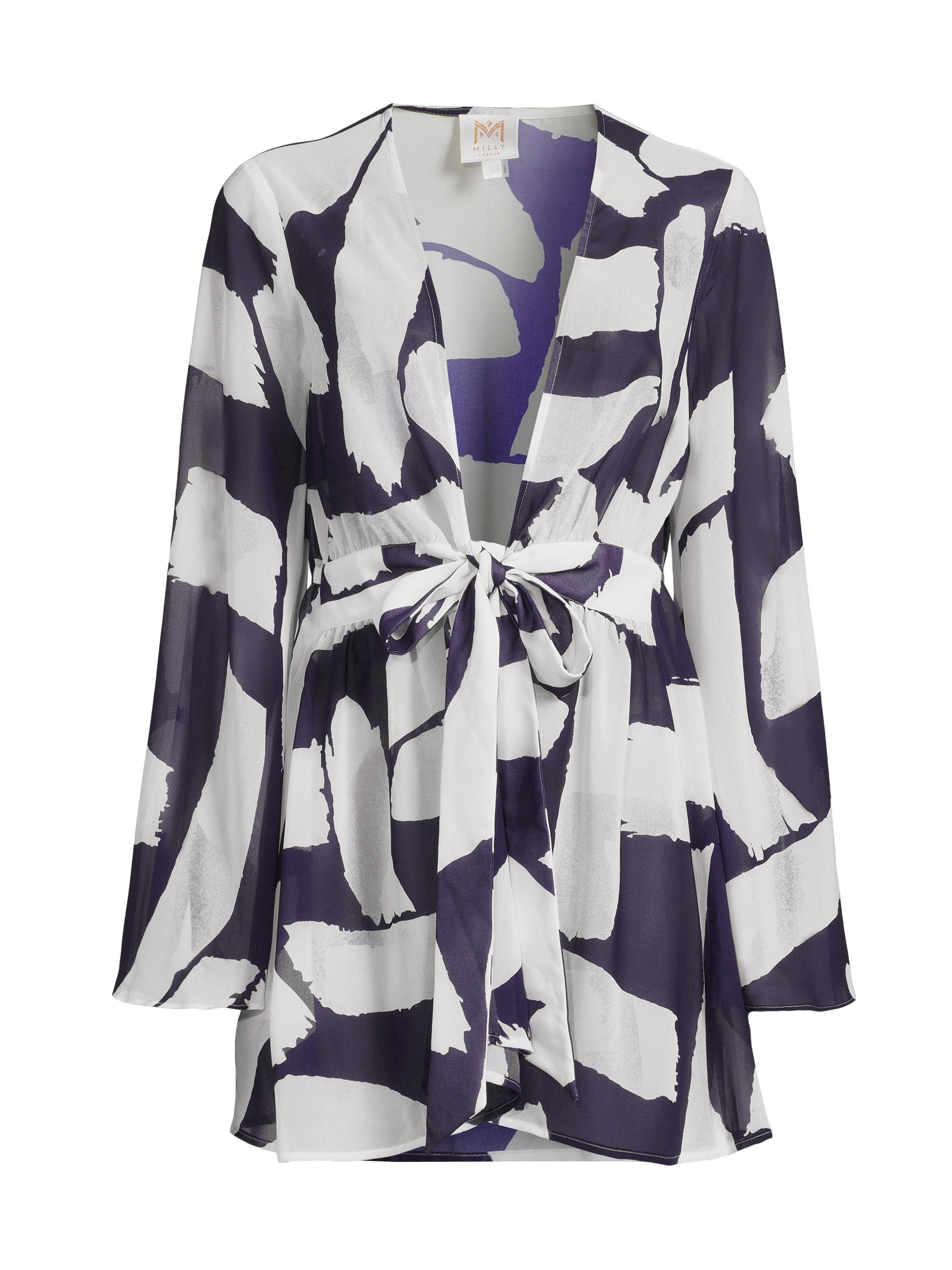 Milly Women's Jessie Brushstroke Chiffon Minidress - Navy Ecru