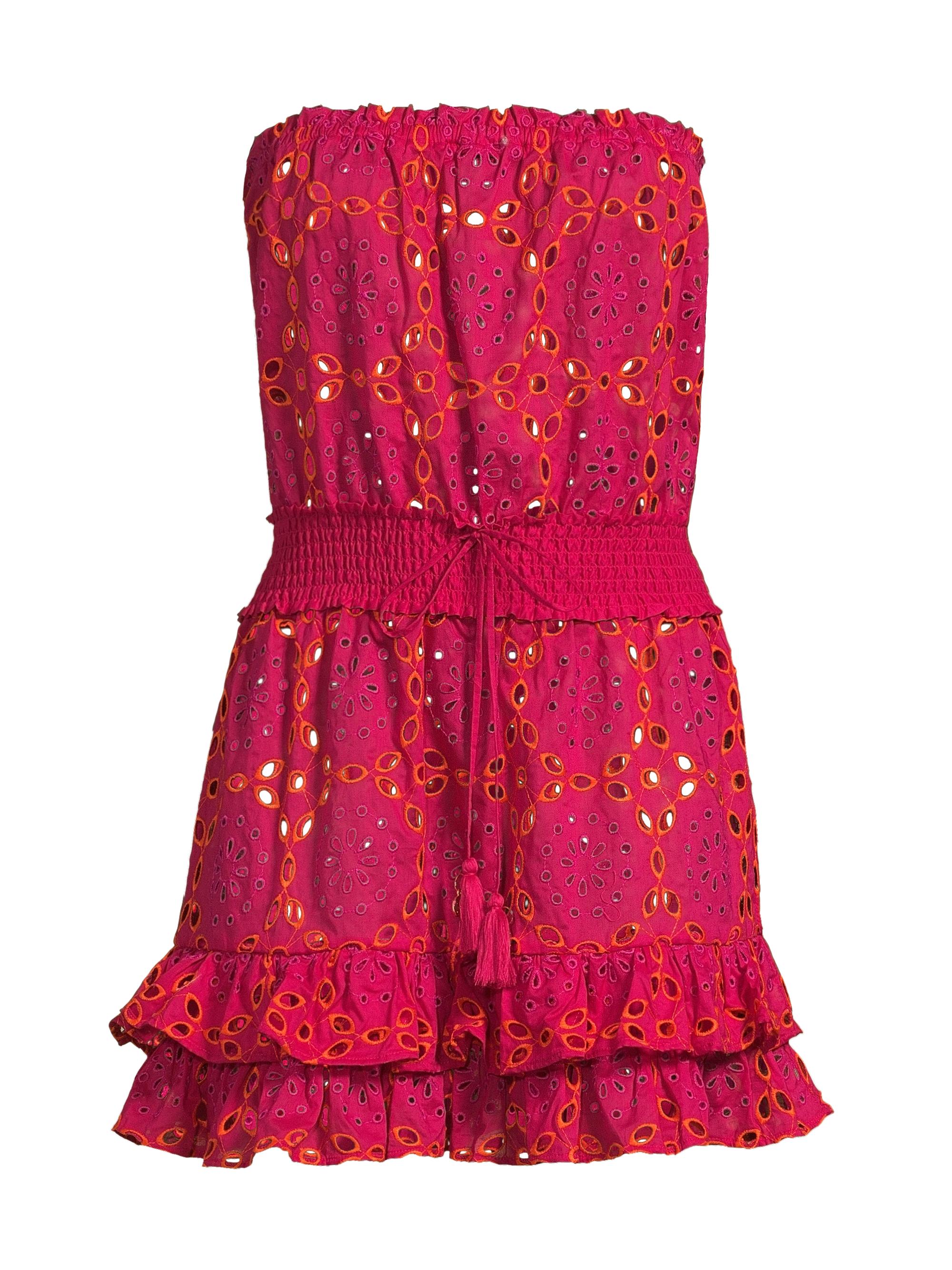 Milly Women's Verity Strapless Eyelet Minidress - Pink Coral