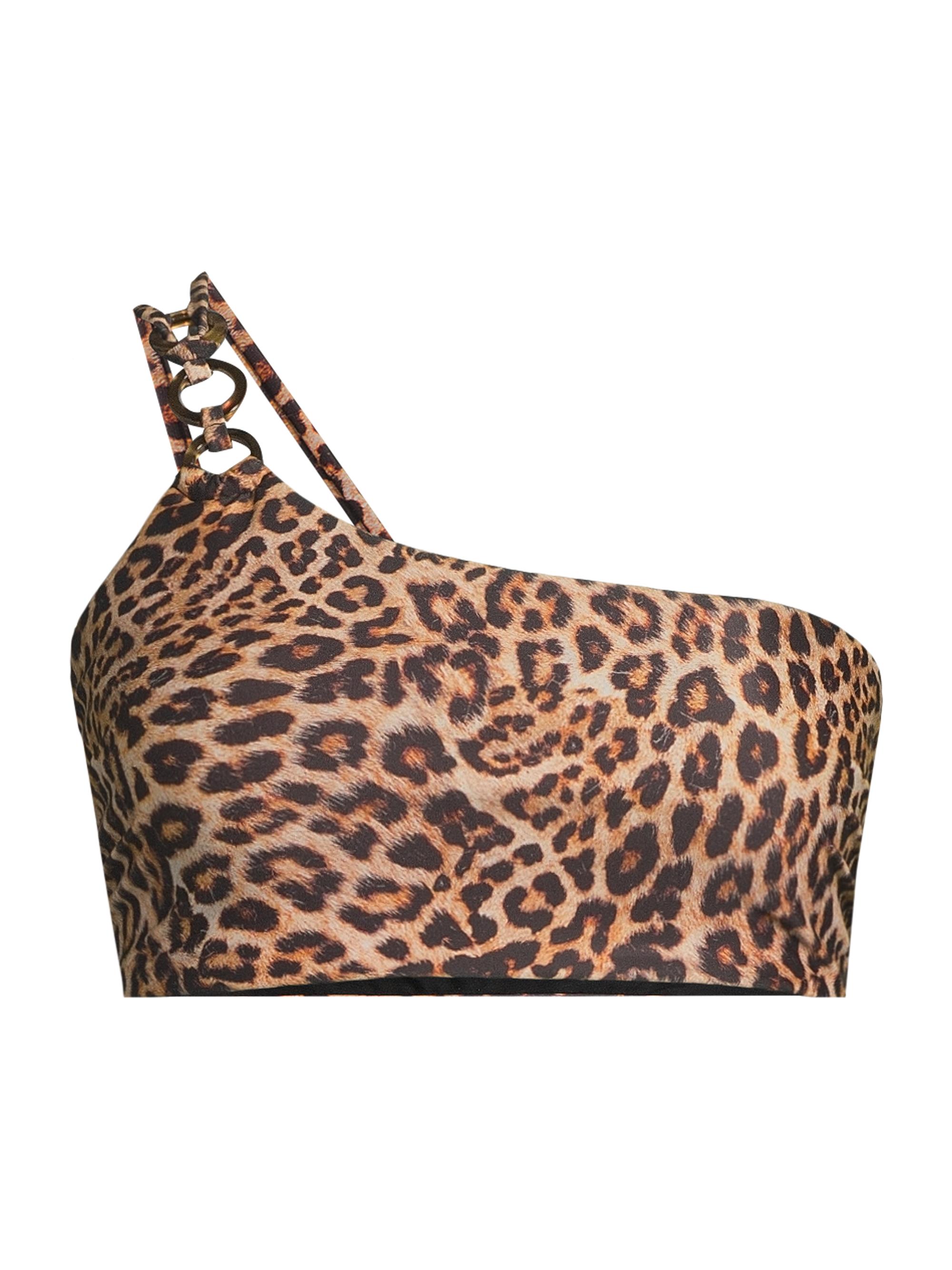Milly Women's Niki Leopard-Print One-Shoulder Bikini Top