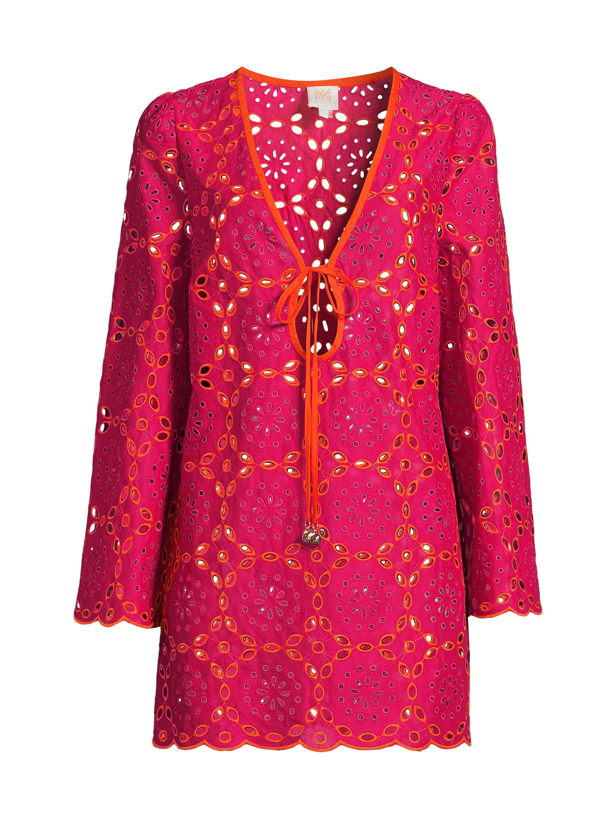 Milly Women's Viara Cotton Eyelet Minidress - Pink Coral