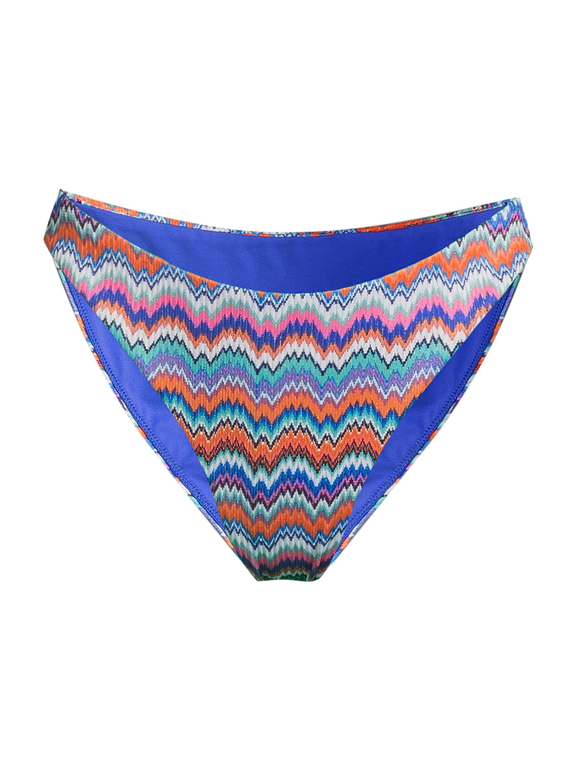 Milly Women's Margot Barcelona Metallic Chevron Bikini Bottom - Blue Multi